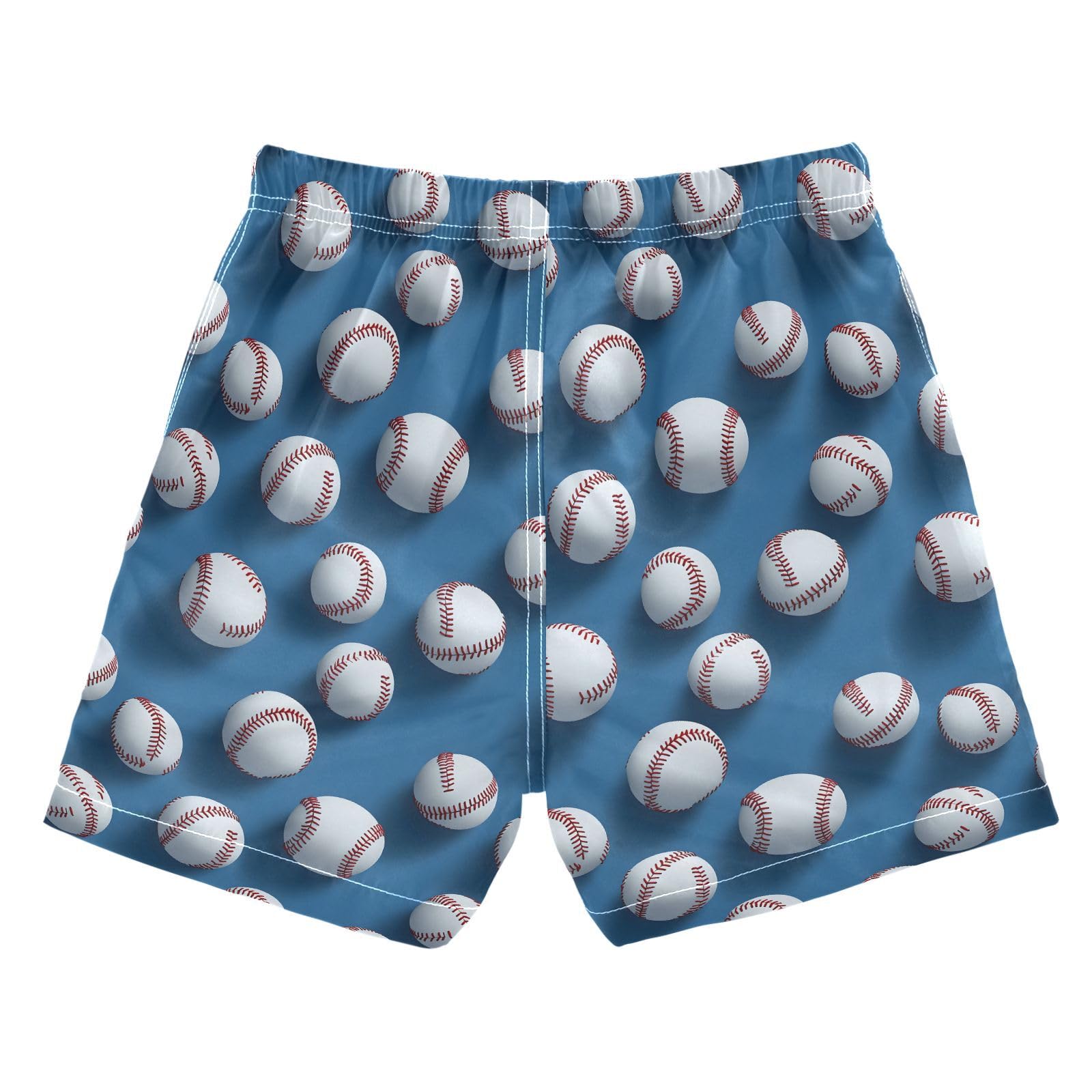 ALAZA Blue Baseball Sport Ball Boys Quick Dry Beach Board Shorts Kids Swim Trunks Bathing Suit Swimsuit 5T