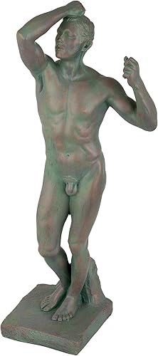 Design Toscano La edad de bronce desnuda masculina estatua (1877) 21 pulgadas