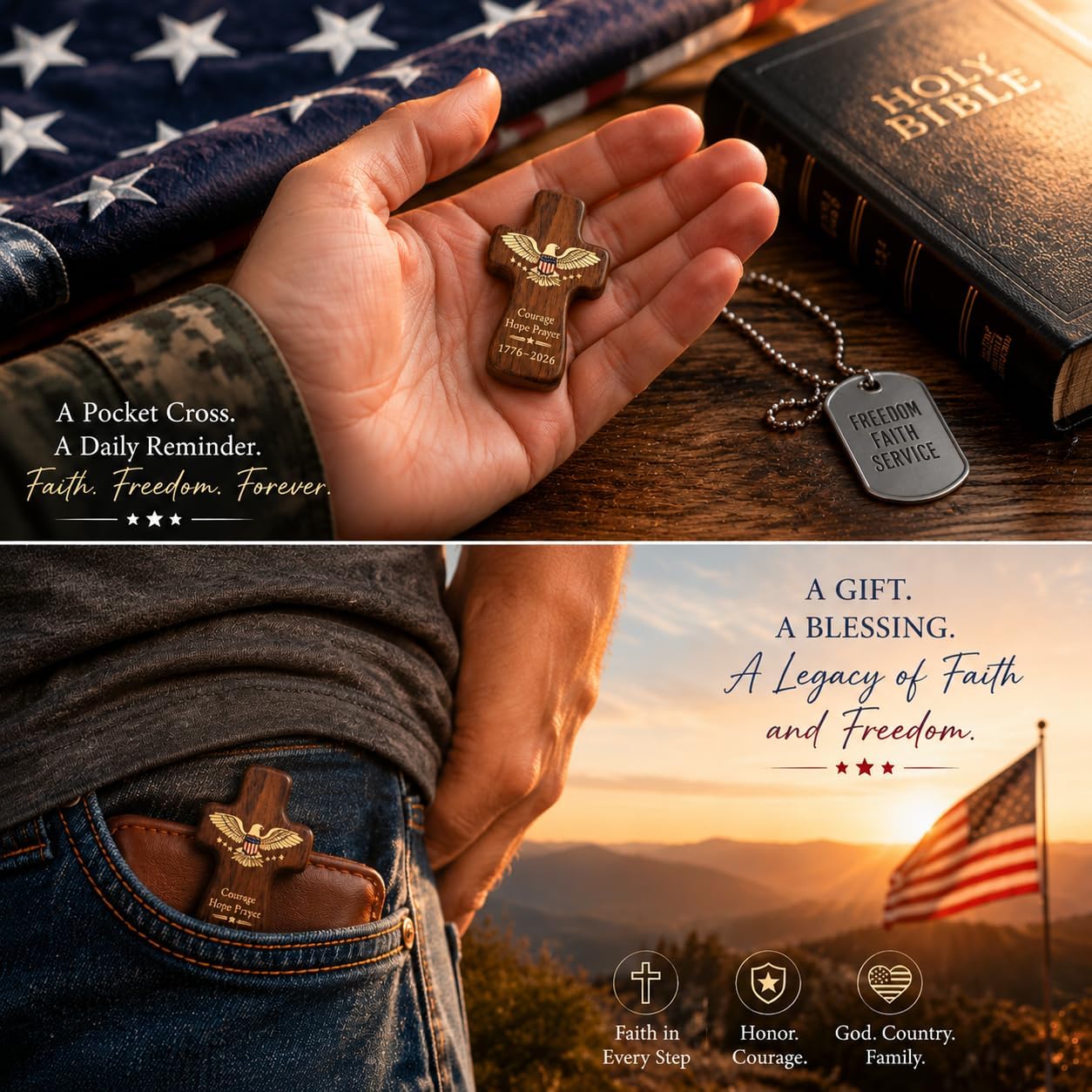 5 Pack Prayer Crosses, Courage Hope Prayer, Christian Encouragement Gift