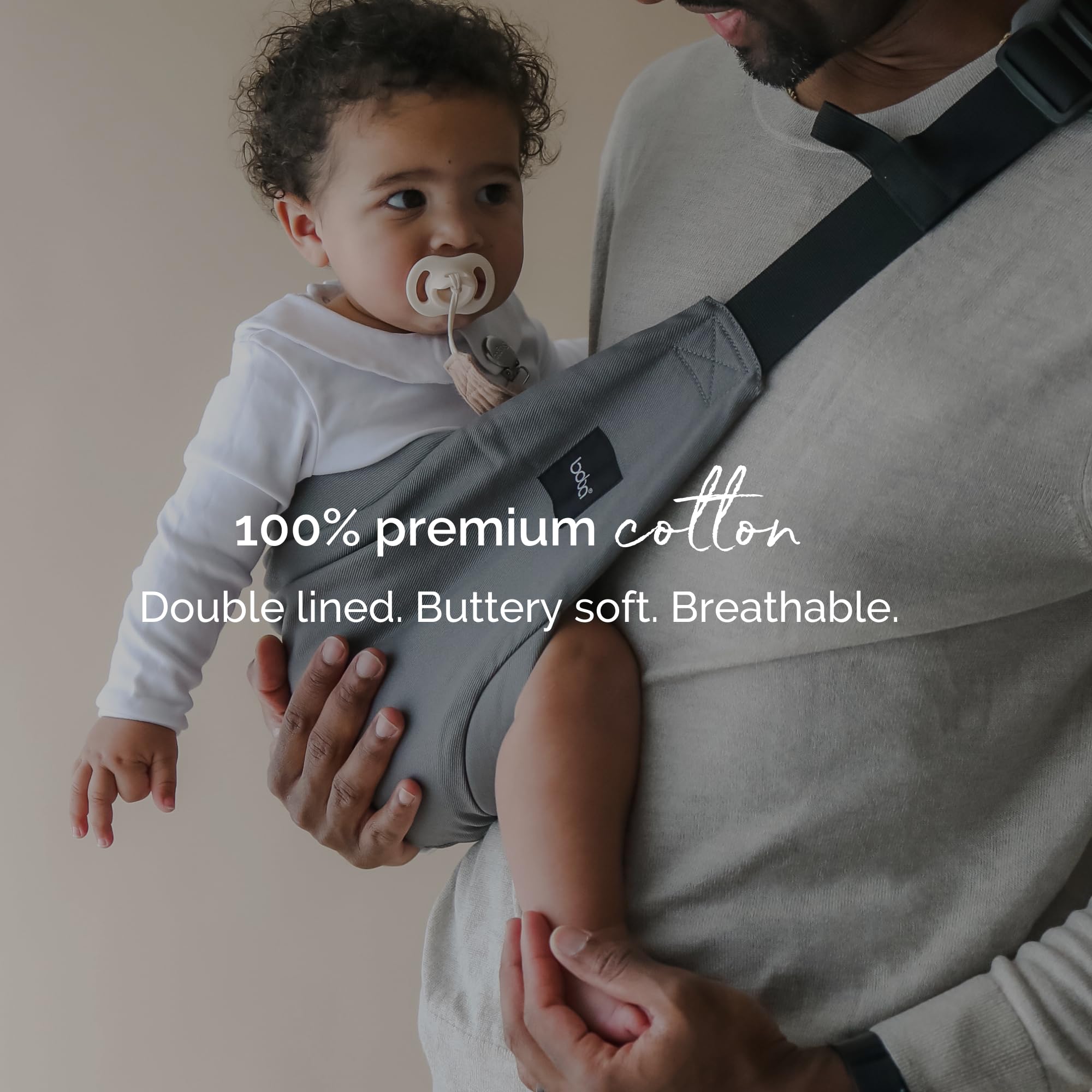 Boba Buddy Fascia Porta Bebe - 100% Cotone, Fascia Laterale Porta Bambino Ergonomico con Spallacci Regolabili, Fibbie di Sicurezza e Seduta Ampia, Include Borsa (9-48 Mesi/8-20 kg) - Grey