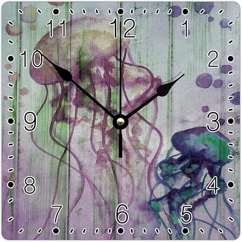 Rustic Octopus Wall Clock Beach Decor Peace Comes in Waves Large Wooden Wall Clocks Battery Operated 10 Inch Vintage Cabin Wall Decor for Kitchen