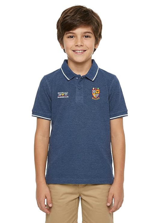 AMERICAN CREW Boys Polo T-Shirt Half Sleeve Cotton Blend Pique Collar T-Shirt for Kids Age 5-12 Years Regular Fit Casual Wear