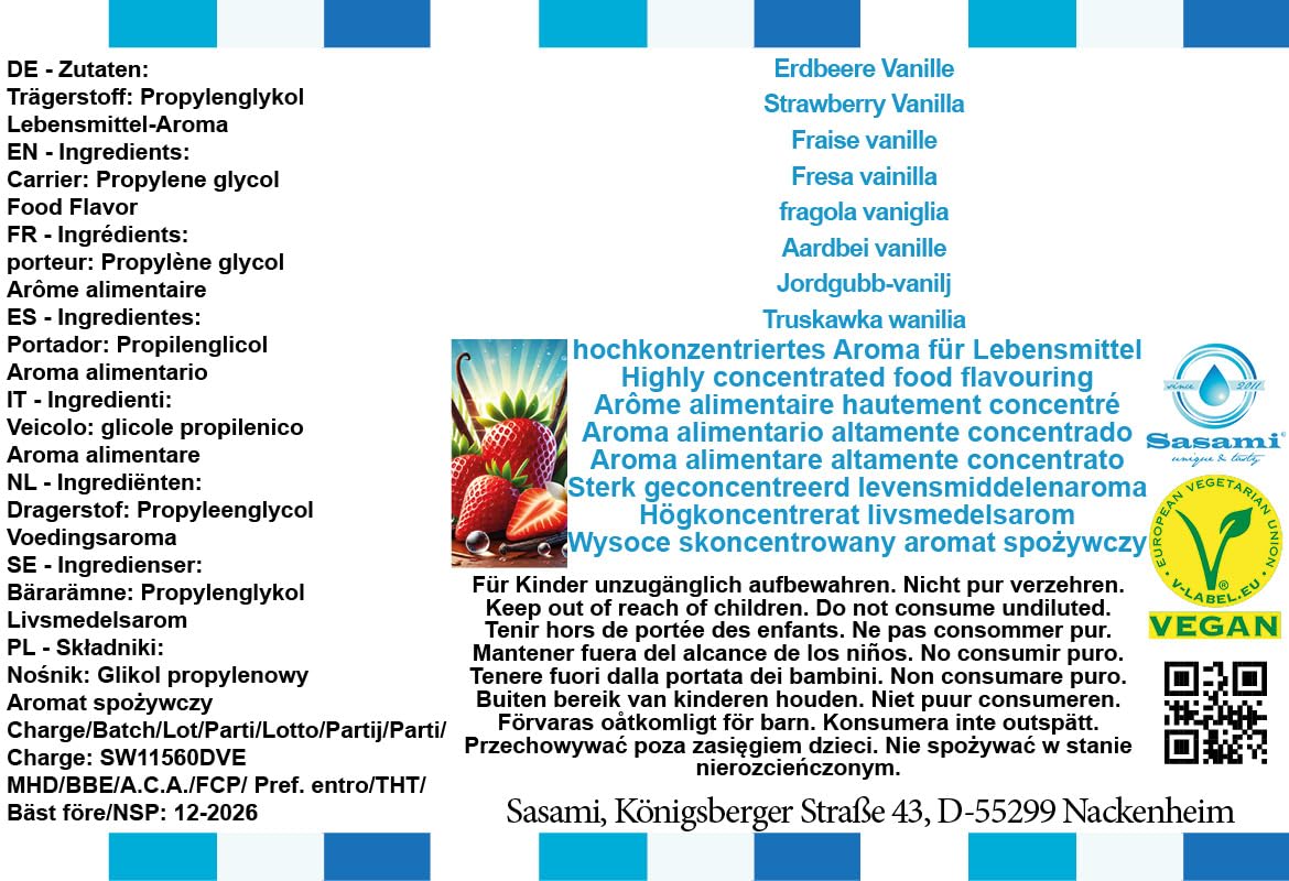 Truskawka wanilia aromat koncentrat – Wegański – Sasami – 100ml