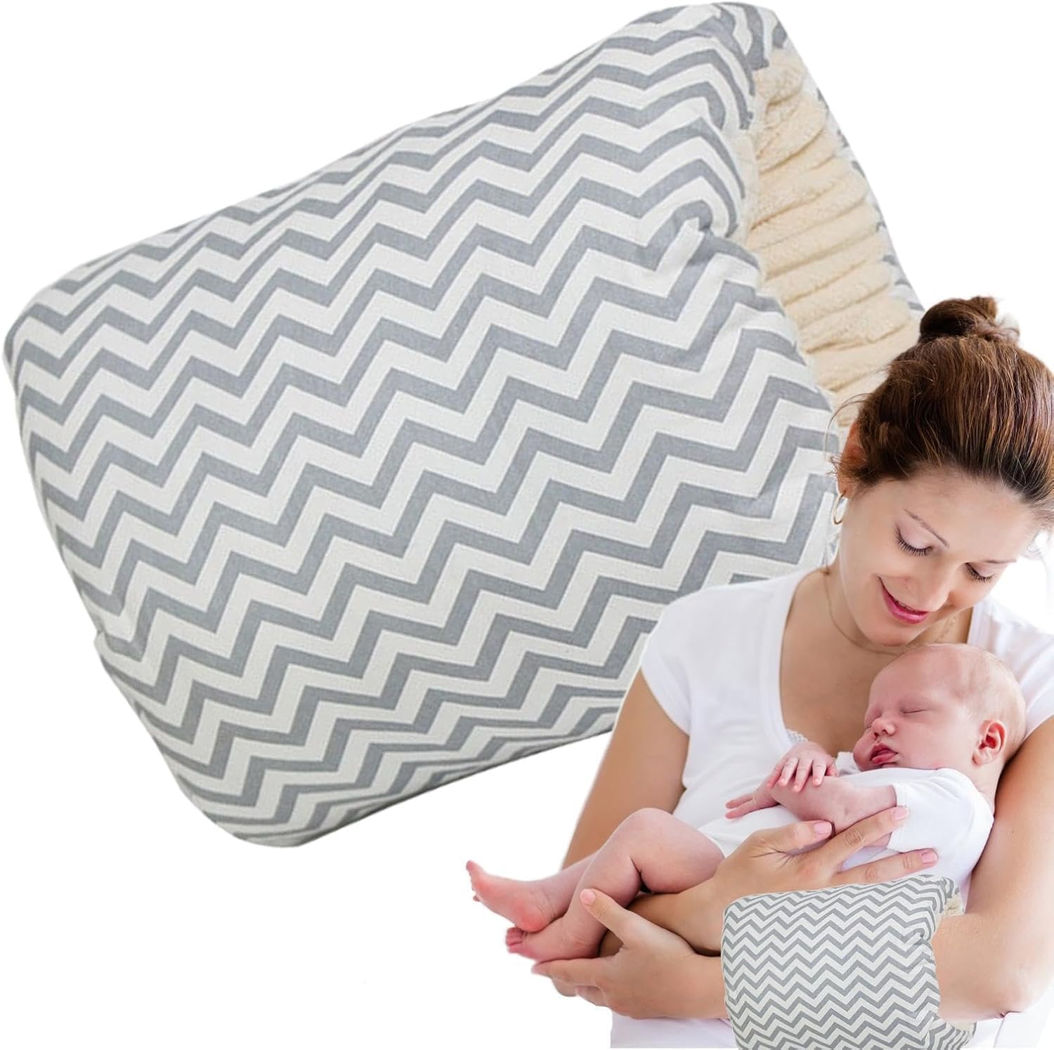 AMERTEER Cozy Cradle Pillow - Baby Nursing Pillow With Head Support - Soft Cotton Nursing Pillow For Breastfeeding Support - Breastfeeding Pillow For Comfort, Perfect Newborn Essential Travel Portable