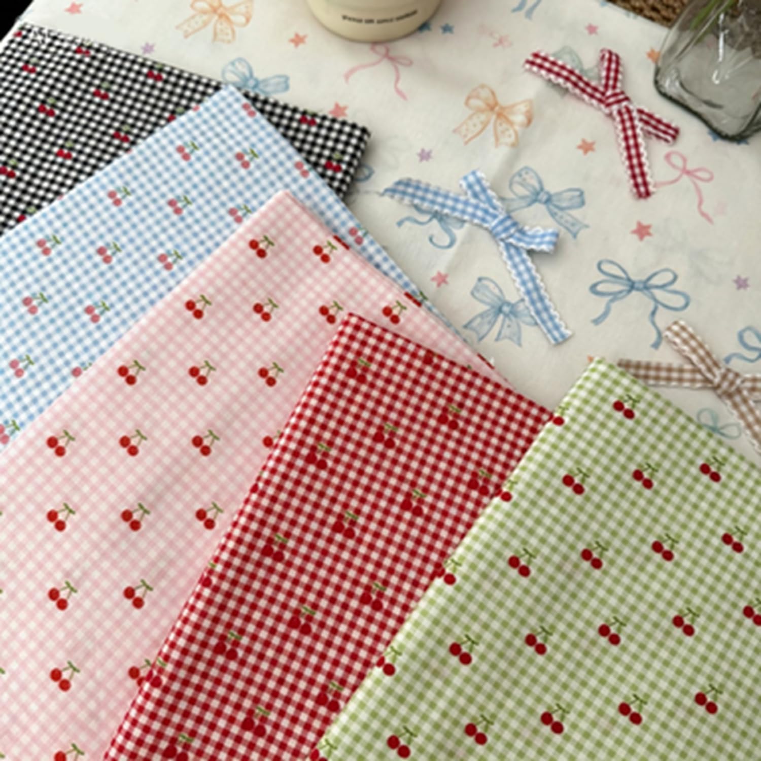 Tartan materiał do szycia, towar sprzedawany na metry, 100% bawełna, karo, do szycia, materiał z motywem wiśni, tkanina bawełniana, materiał dla dzieci, materiał odzieżowy, materiał