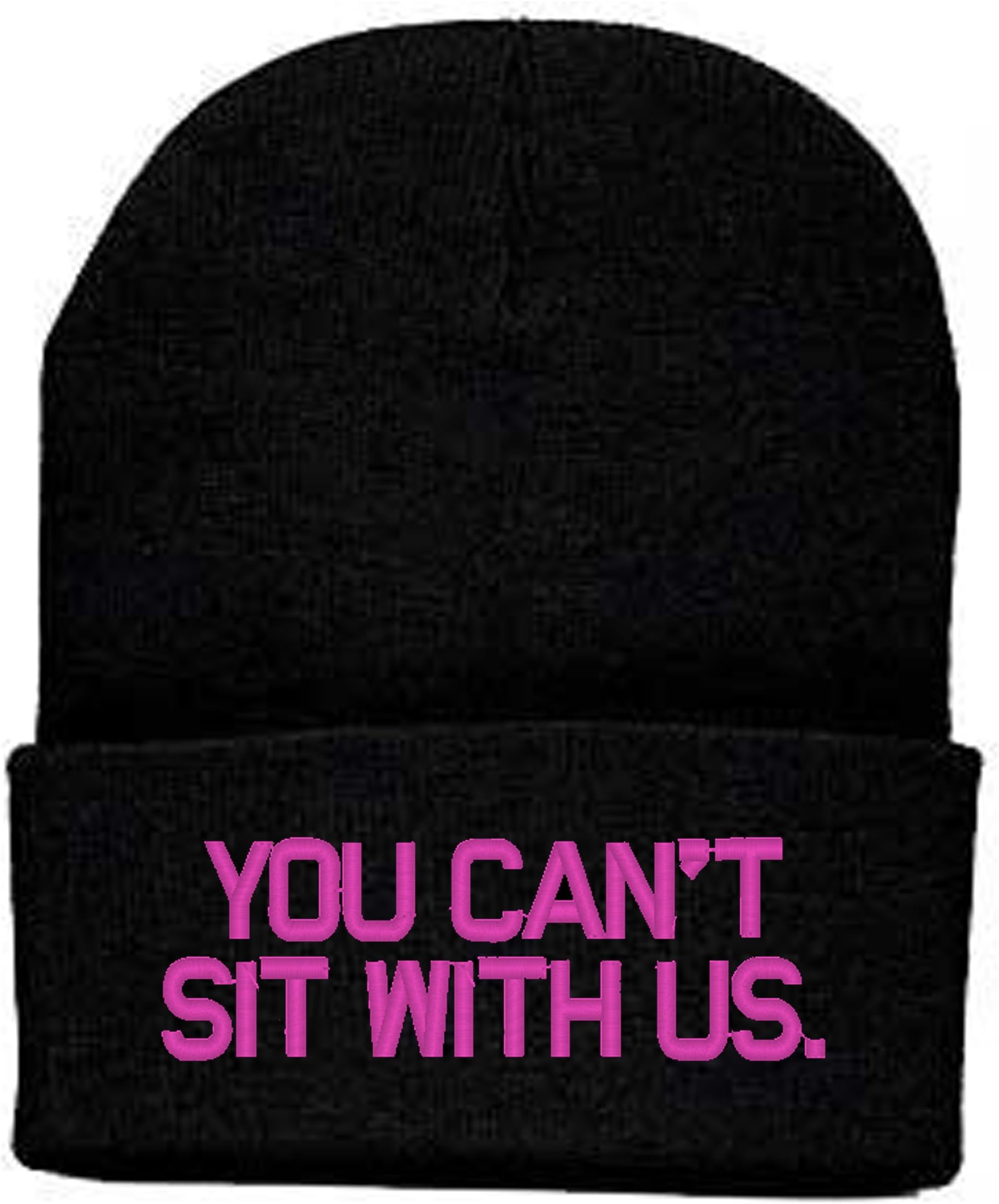 YOU Can't SIT with Us Beanie Knit Hat Amanda Bynes Lyndsay Lohan Britney Spears Paris Hilton (Black/Pink)