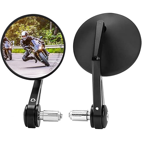 KEMIMOTO Motorcycle Bar End Mirrors, 360 Degrees Ball-Type Adjustment, Aluminum Handlebar Mirrors compatible for Sportster, Softail, Dyna, Road King, V-star, Shadow, Universal Motorcycle Accessories