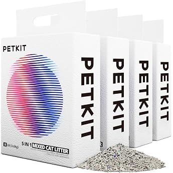 PETKIT 5-in-1 Mixed Cat Litter Flushable Odourless Activated Carbon Extremely Absorbent and Quick Drying Tofu Cat Litter Four Pockets