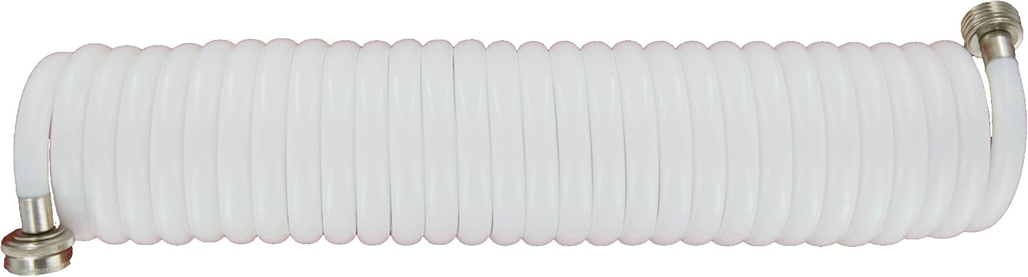 SpringHose Drinking Water Safe Coil Hose Flexible Recoil Garden Hose - Lightweight Corrosion Resistant Coiled Garden Hoses, Retractable White Garden Hose 3/8 in by 25-Foot Made in Canada