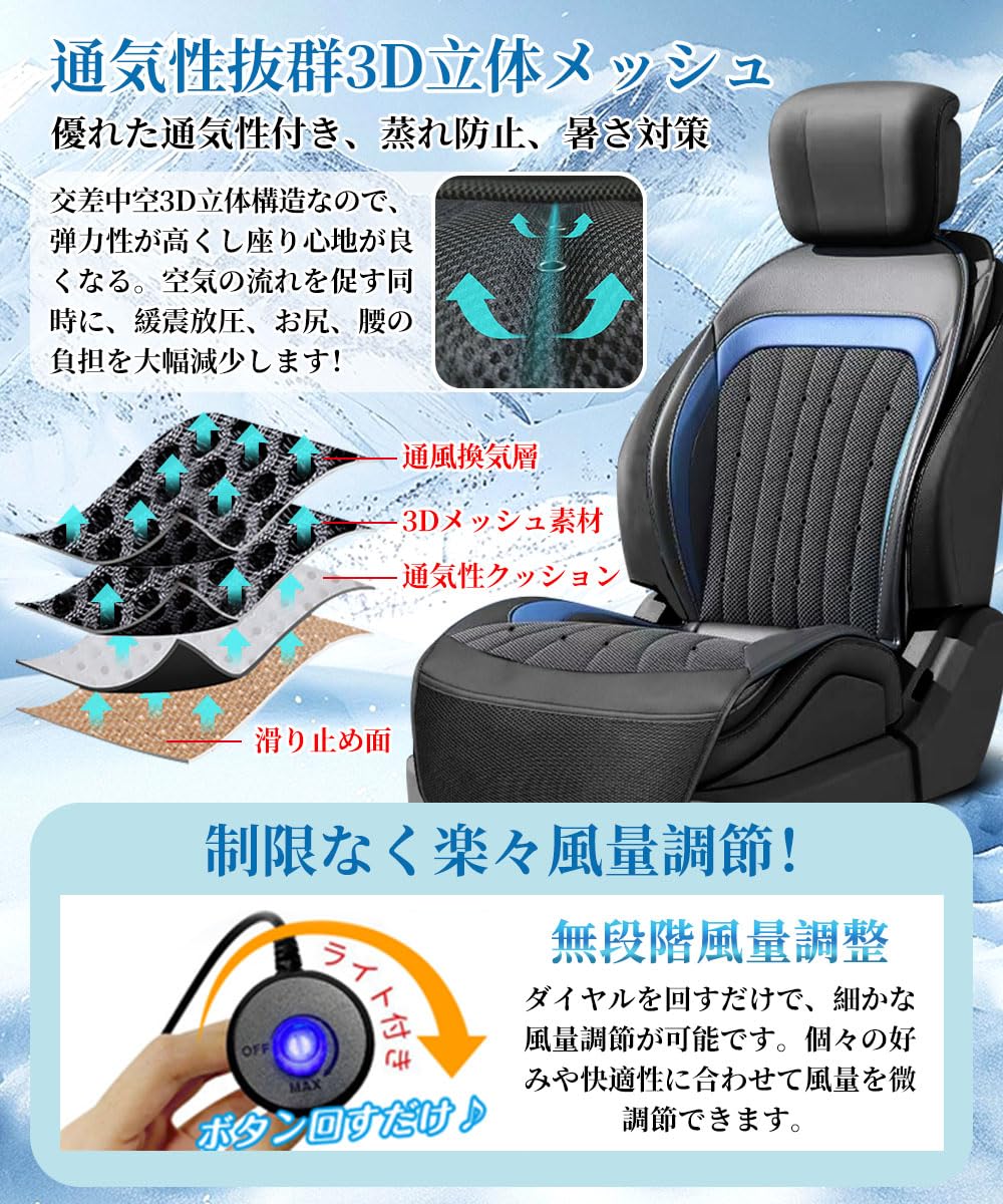 Amazon.co.jp: クールシート 車 2025夏限定 【無段階風量調整 DC12V 