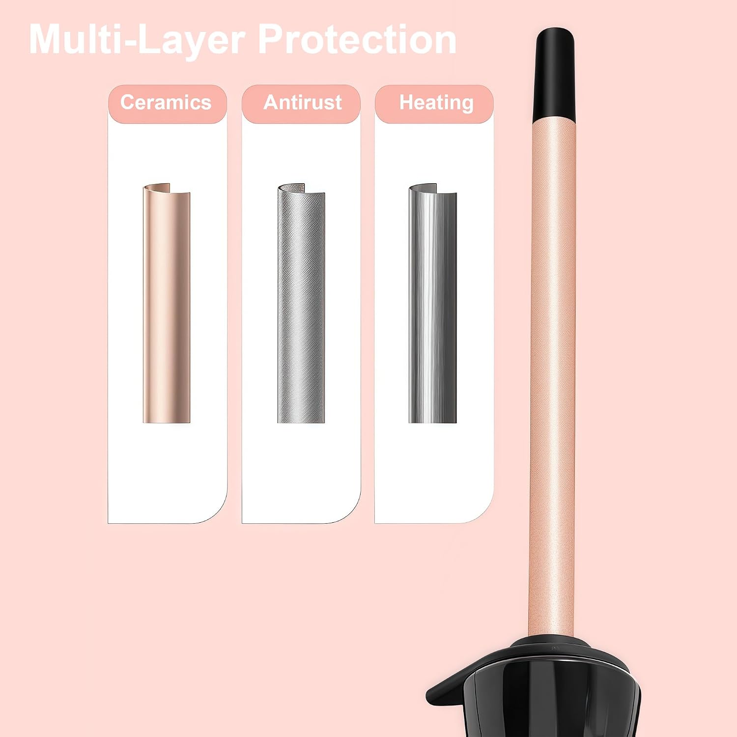 3/8 Inch Tourmaline Ceramic Curling Wand, 9mm Tiny Curling Wand for Short & Long Hair, 10S Instant Heat Up, Maximum Temperature 420°F, Includes Heat Protective Glove & Clips
