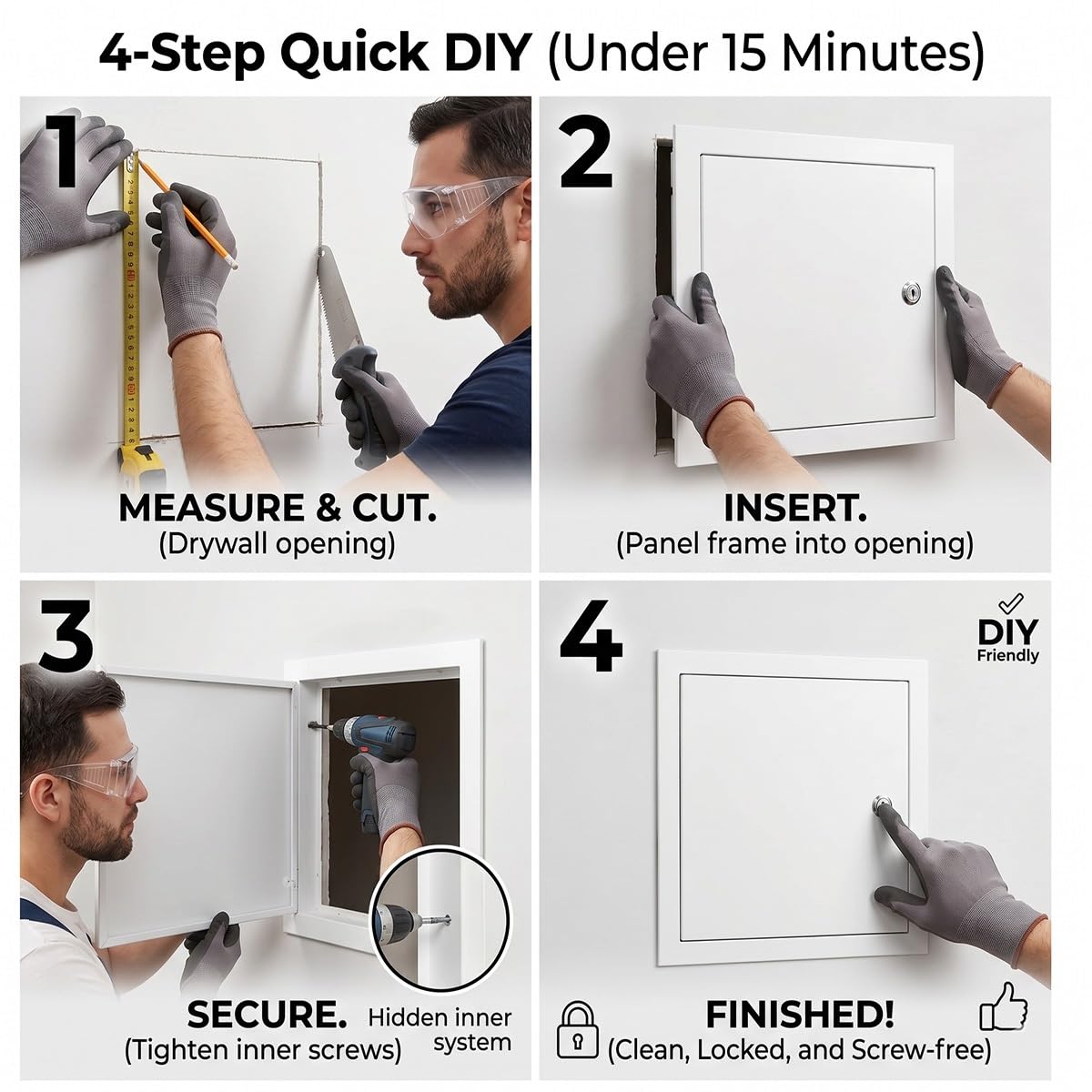 Trampilla de Registro de Aluminio - Sistema de Cierre Universal con Destornillador | Panel de Acceso Metálico para Paredes, Techos, Registros de Fontanería y Caja de Fusibles(White,250 x600 mm)
