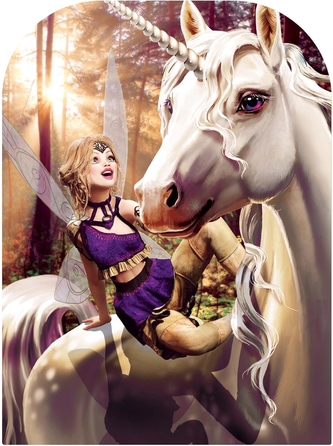 STAR CUTOUTS Unicorn and Fairy Fantasy Land Child Size Stand-in, Cardboard, Multi-Colour, 131 x 95 x 131 cm