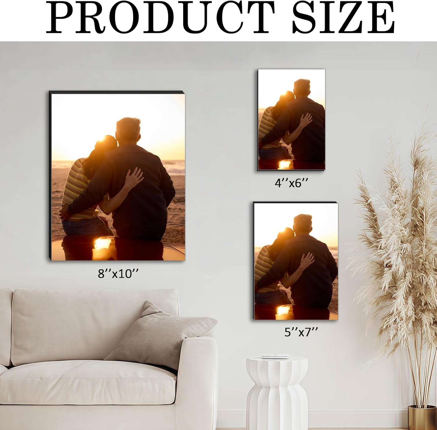 Custom Photo Tiles Personalized Picture Frames, Peel and Stick Wall Decor, HD Photo Prints on MDF, 7 Piece Set, Multiple Sizes Options for Home, Offices, Gallery Decor