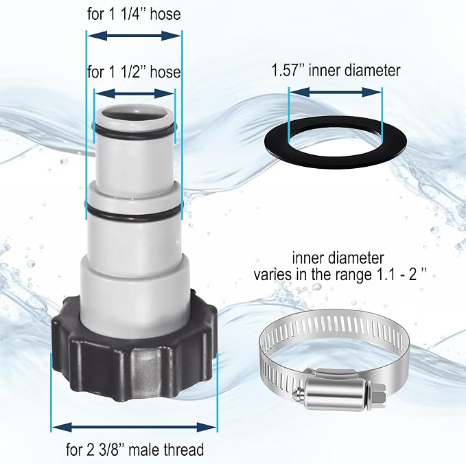 Kit adaptador manguera piscina HQRP 4 piezas miniatura 4
