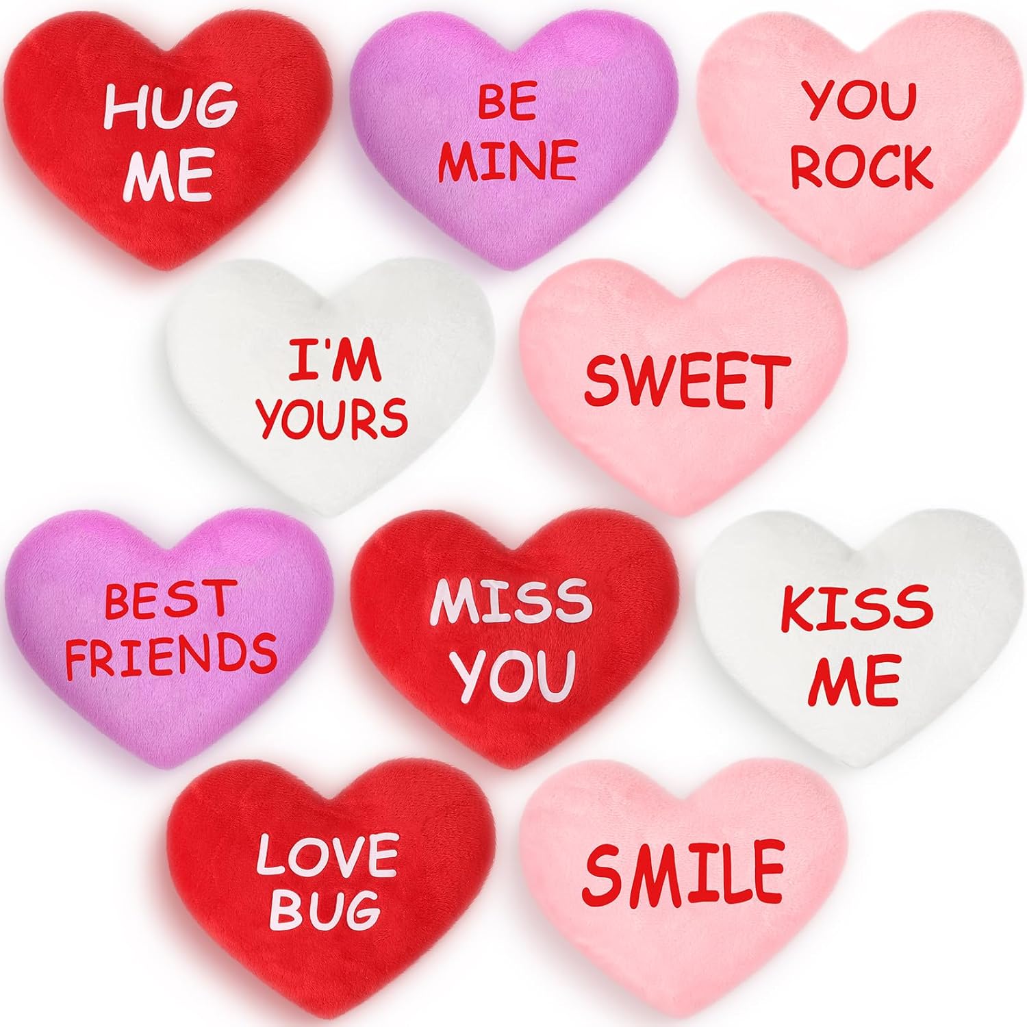 Hanaive 10 Pcs Plush Conversation Hearts Stuffed Valentines