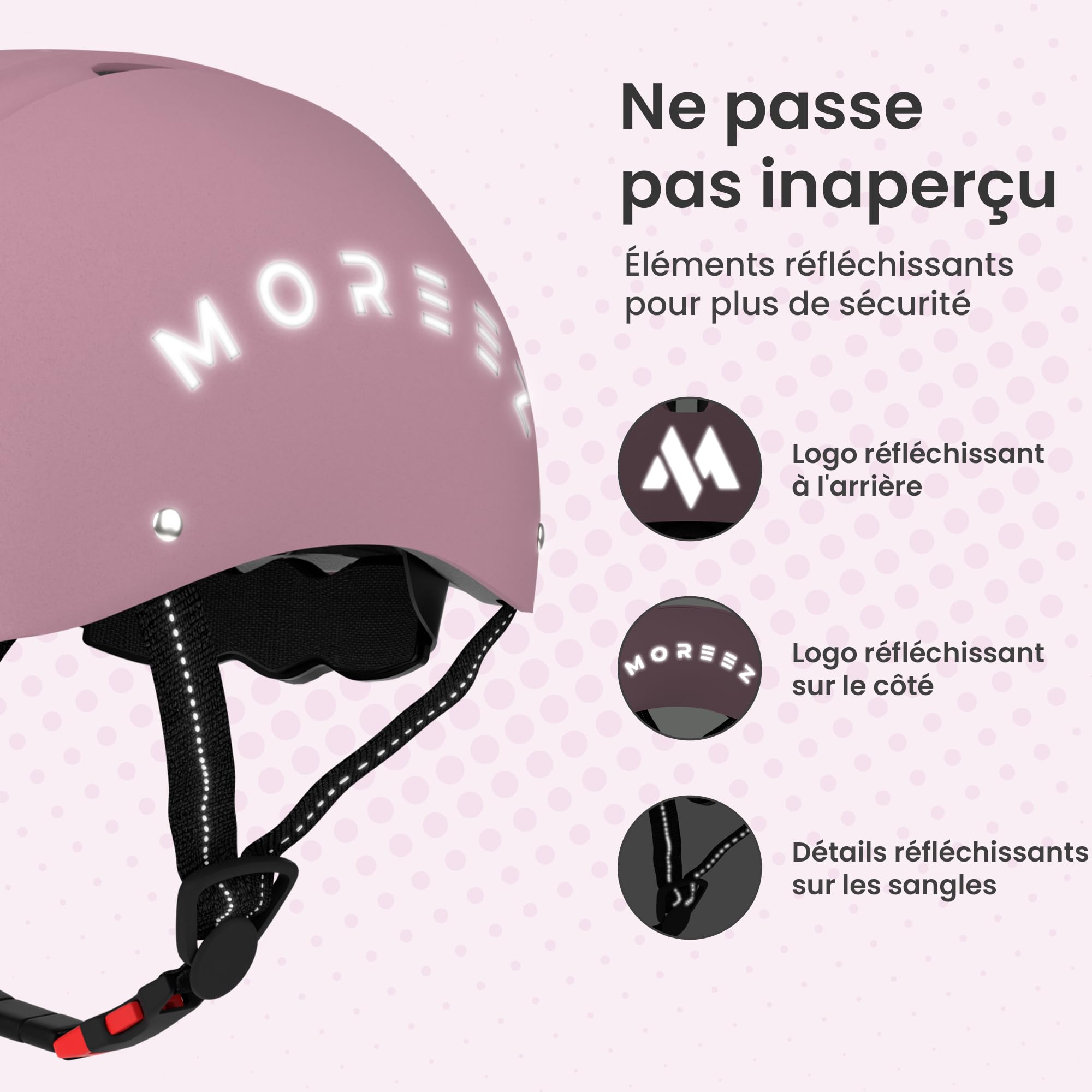 MOREEZ Casque enfant à partir de 1 an (1-7 ans), robuste et confortable casque de vélo et de vélo en ABS, réglable XS (46-50 cm) & S (51-54 cm), unisexe, fille et garçon, réfléchissant, ventilé
