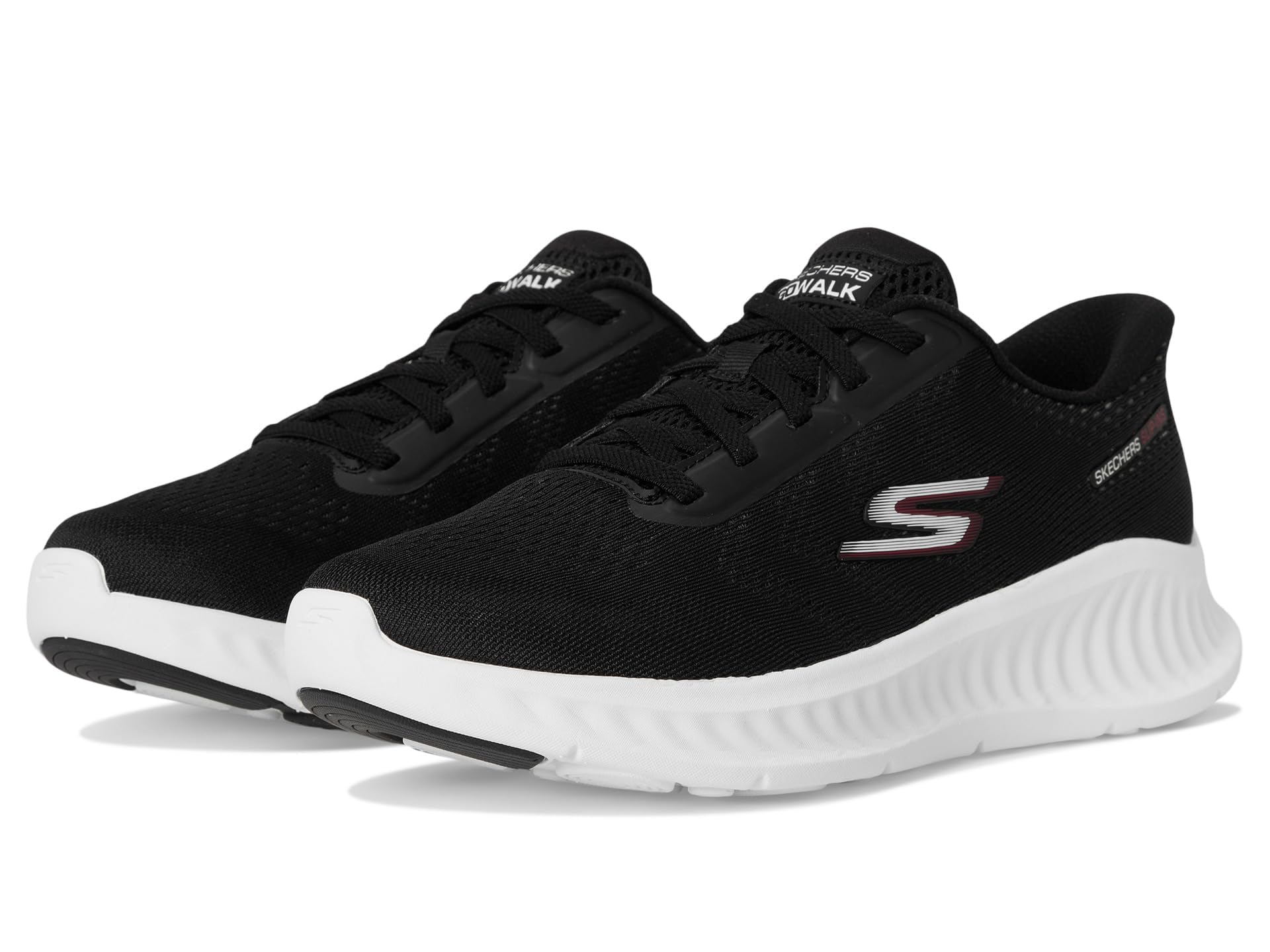 Skechers Men's Go Walk Now Payton Slip-in Trainers, Black and White Textile/Synthetic, 8.5 UK