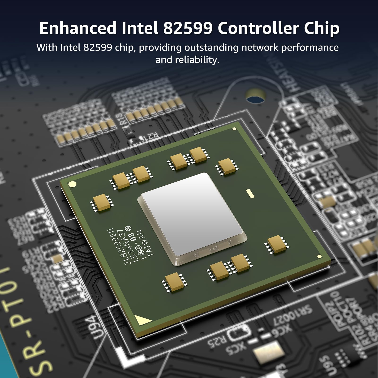 Carte Réseau PCIe 10Gb SFP avec Contrôleur Intel 82599 (X520-DA1), VIMIN Adaptateur Ethernet 10G NIC+Un Seul Port 10Gbps SFP, Compatible avec Express PCIe X8/X16,Windows/Linux/VMware