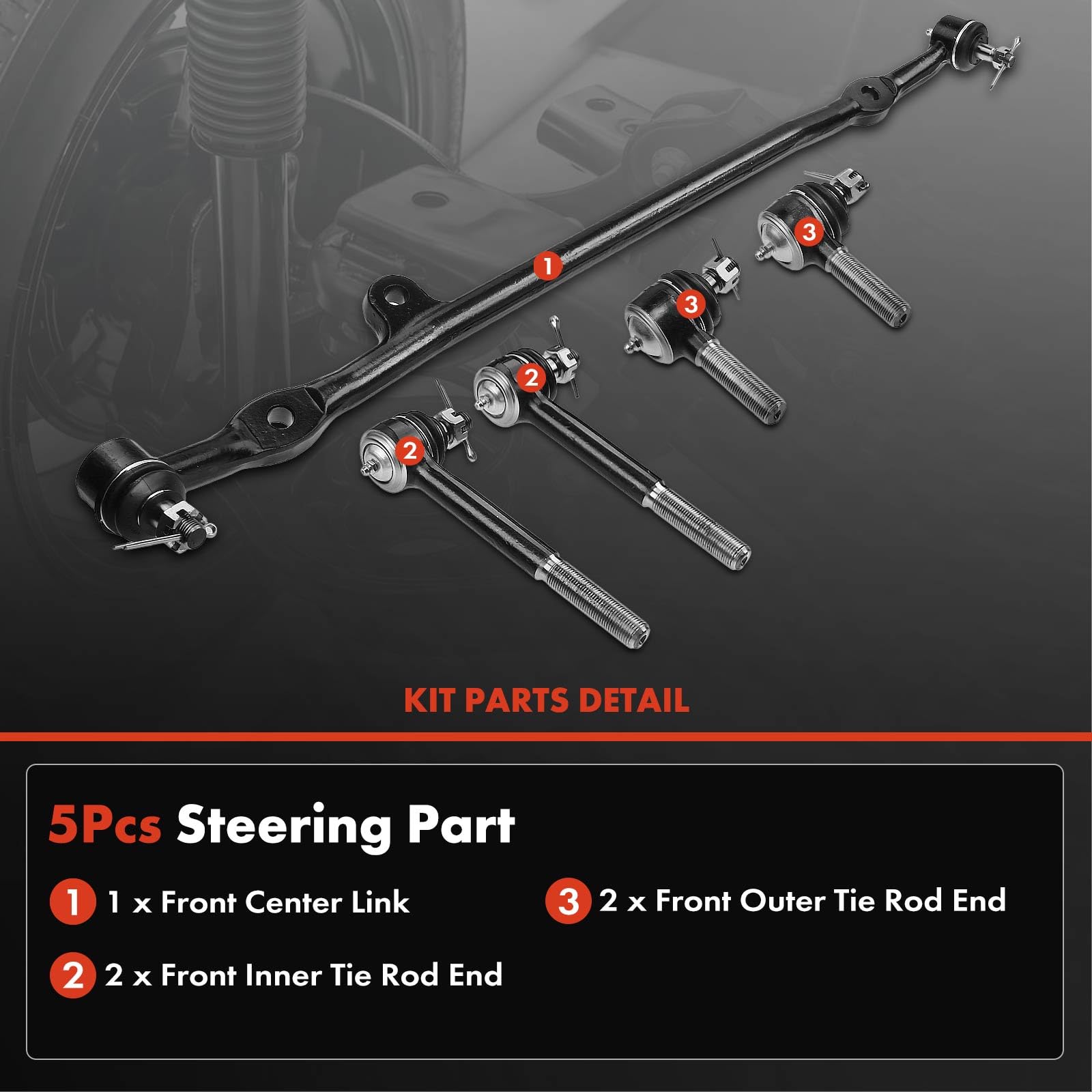 tie様 A-Premium Set of 5, Front Inner & Outer Tie Rod Ends