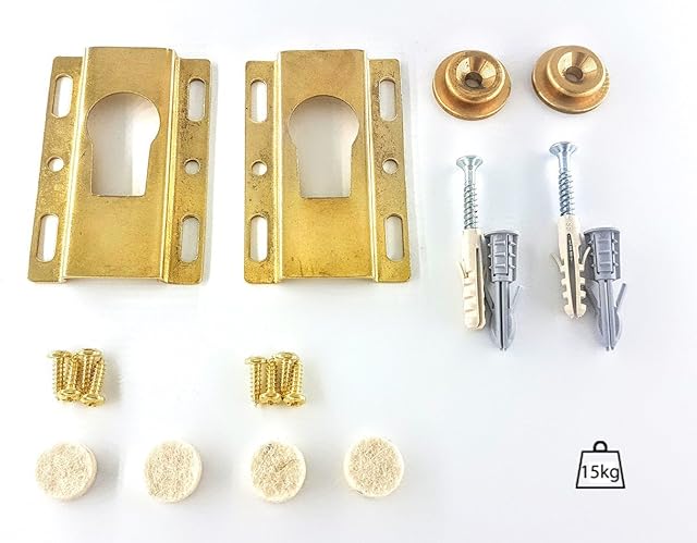 HEAVY DUTY SECURE Large Picture/Mirror Hanging kit - Brass Keyhole Bridgehole Hanger with Bezel - Plaster & Solid Walls - UP TO 15KGS