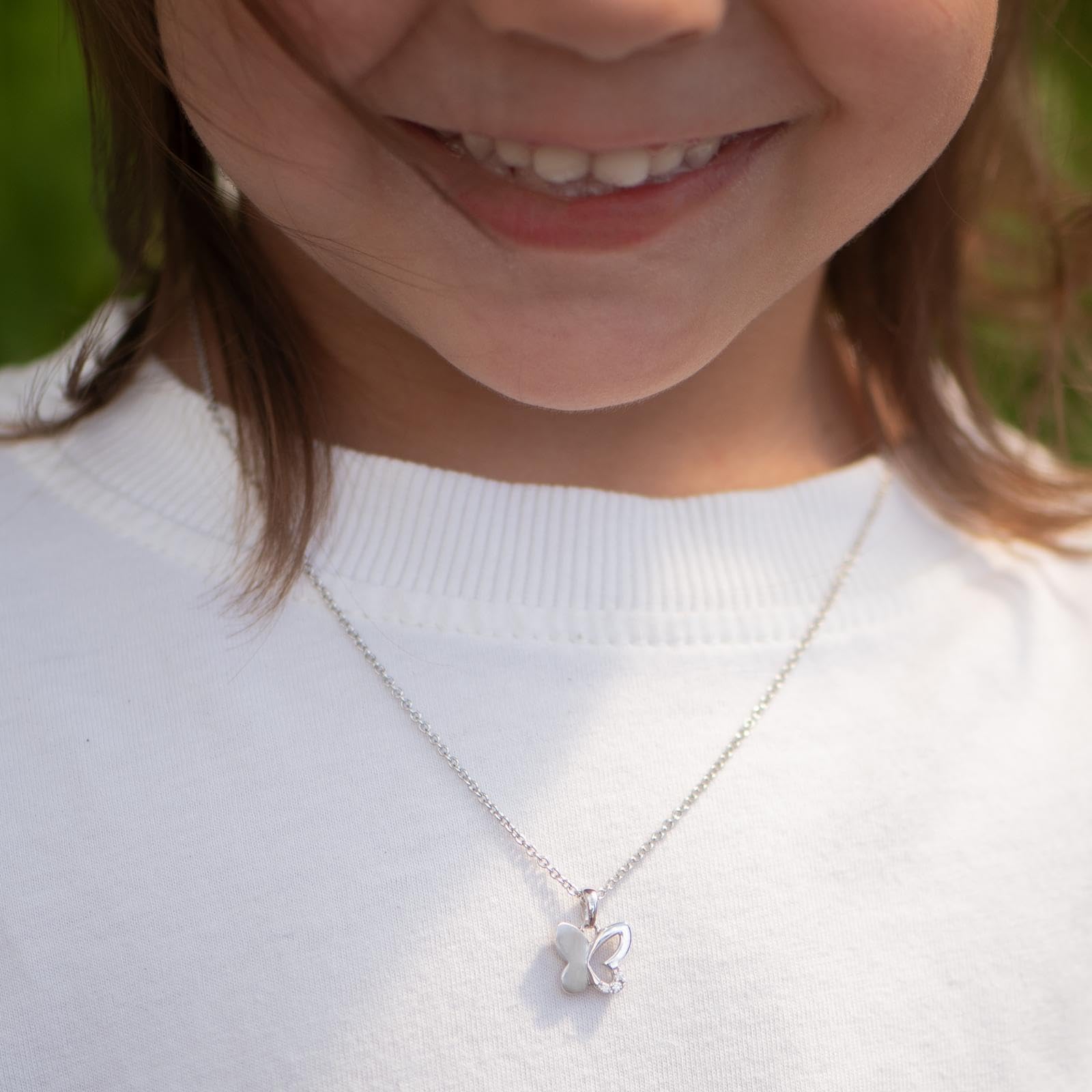 Kinder Kette Schmetterling Silber 925, Halskette Mädchen Kinderkette
