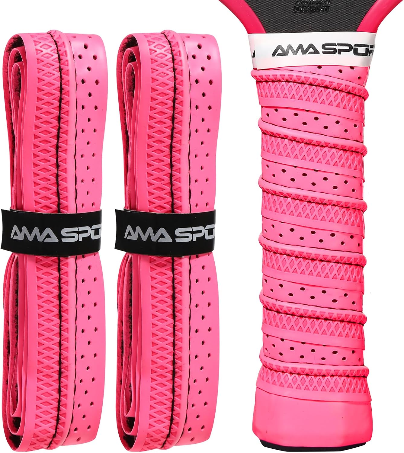 AMA SPORT Pickleball Paddle Grip Tape 2 Pack Pickleball Overgrip Replacement Grip Wrap for Pickleball Rackets Anti-Slip Grip Ridge Easy Installation and Long-Lasting Performance