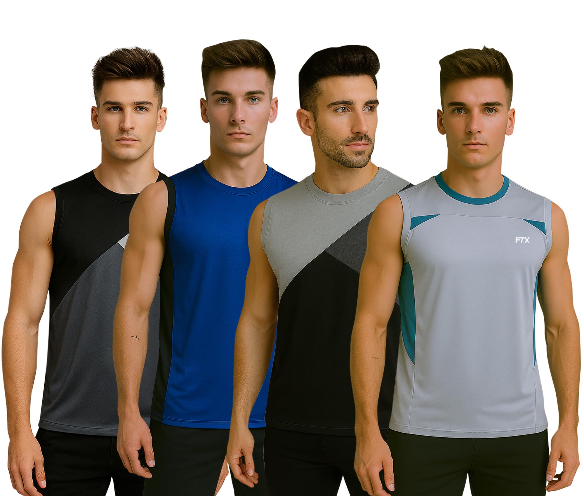 ftx Drifit Colorblock Sleeveless Activewear Sports Tshirt for Men (Pack of 4)-picture-52