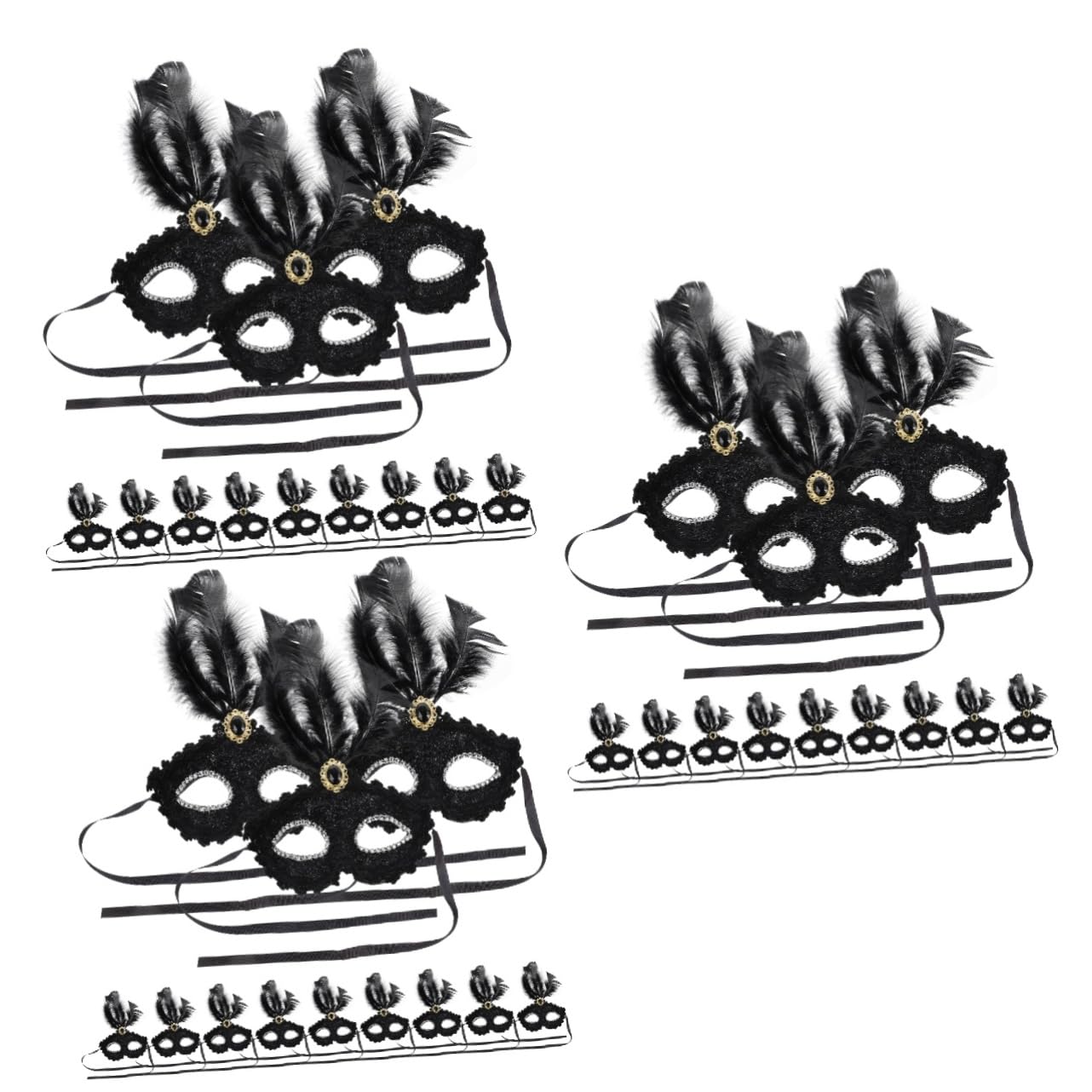 ibasenice 3 Set Di Costumi Decorativi Da Donna in Maschera Per Carnevale E Cosplay Per Donne Di Mezza Età 12 Pezzi * 3