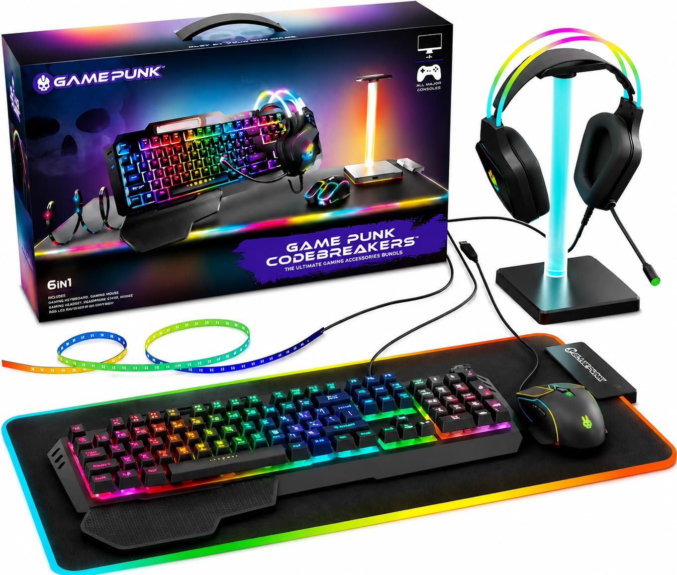 Amazon.com: GAME PUNK 6-Piece Codebreakers RGB Gaming Bundle