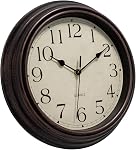Foxtop Silent Non-Ticking Round Classic Clock Retro Quartz Decorative Battery Operated Wall Clock for Living Room Kitchen Home Office 12 inch (Bronze)