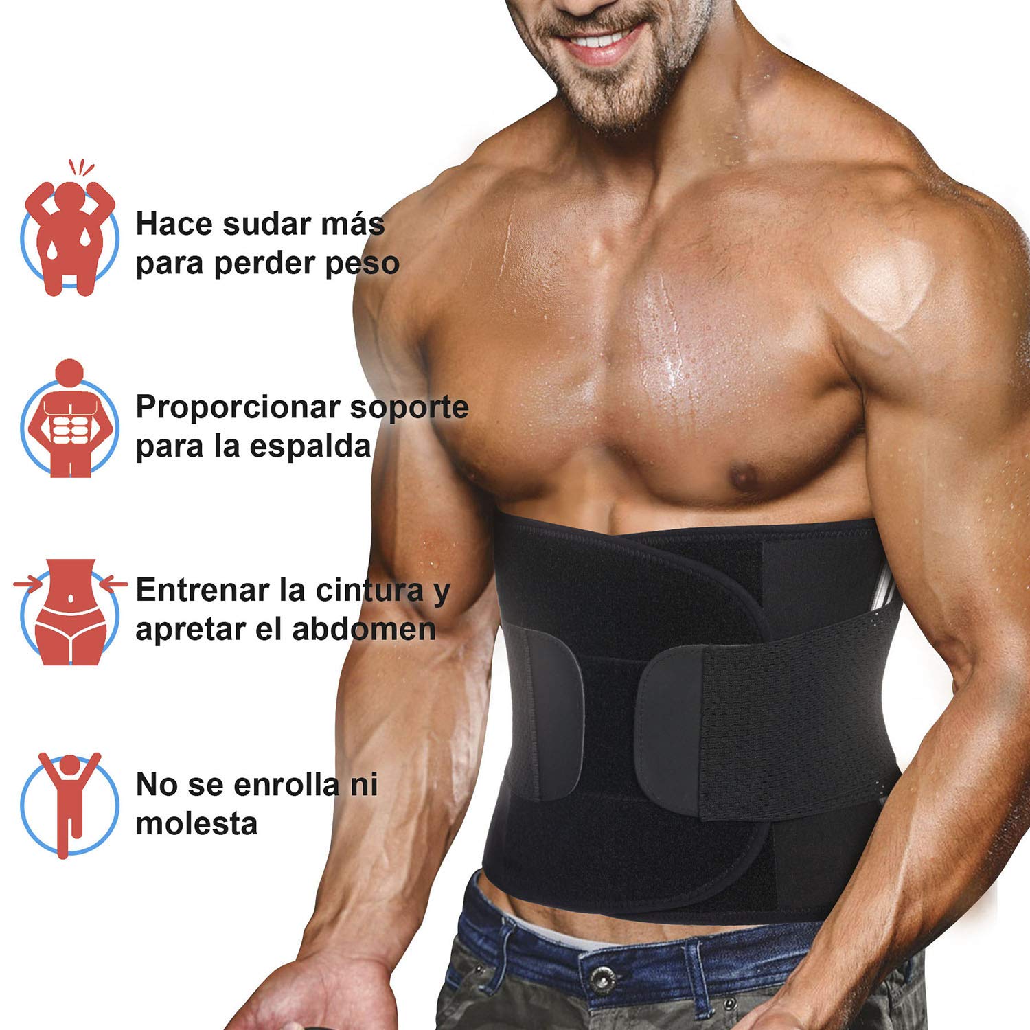 Faja Deporte Entrenador de Cintura Faja Reductora Faja de Fitness Neopreno Cintura Fajas Deportivas Lumbar Hombre Waist Trainer