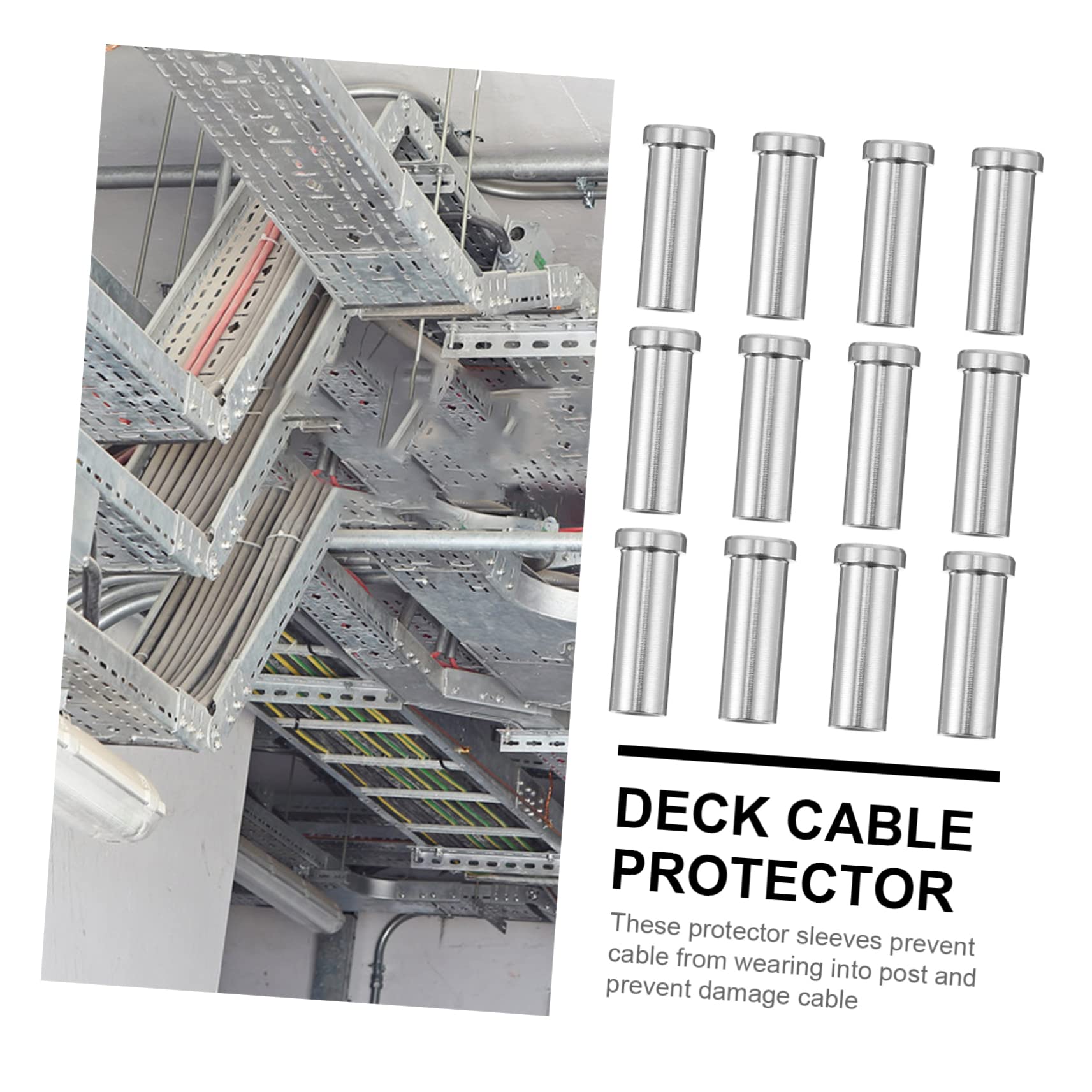 NUOBESTY Funda Protectora de Cable Acero Inoxidable para Barandilla de Terraza, 50 Piezas, Protege Cable y Mantiene Tensión Evitando Vibración en Exterior