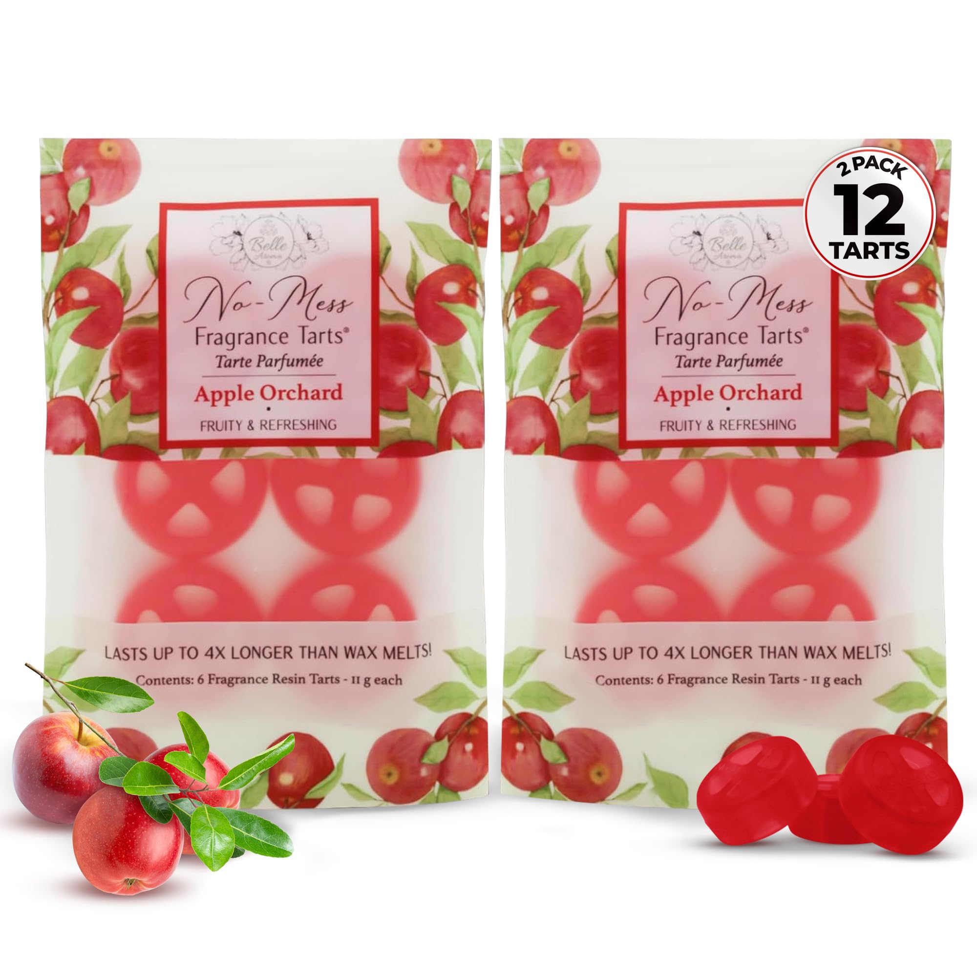 Belle Aroma No-Mess Fragrance Tarts for Wax Warmers – Solid Fragrance Alternative to Wax Melt (Designed Not to Melt), Heat-Activated Home Scent, Long-Lasting Aroma Pieces, 12 Mini 2 Pack Apple Orchard