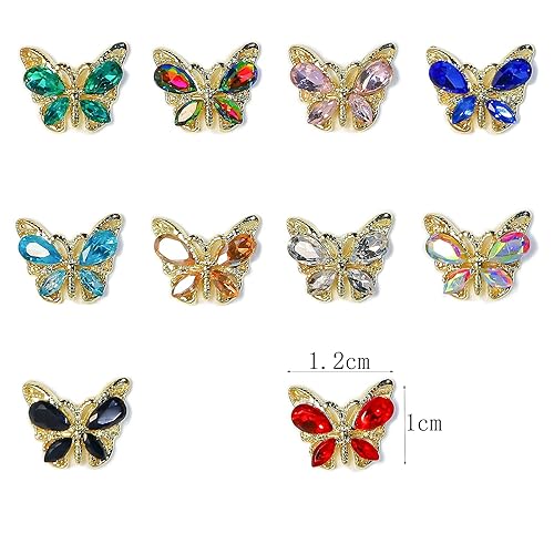 Miniatura 5 de HOINCO - 30 piezas de diamantes de imitación de mariposa 3D para uñas acrílicas joyas de mariposa dijes de uñas de mariposa 3D para niñas arte de