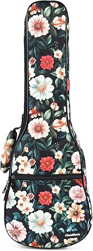Miniatura 129 de CLOUDMUSIC Funda para ukelele - Mochila acolchada para soprano de 21 pulgadas (soprano, bordado de flores de pavo real azul)