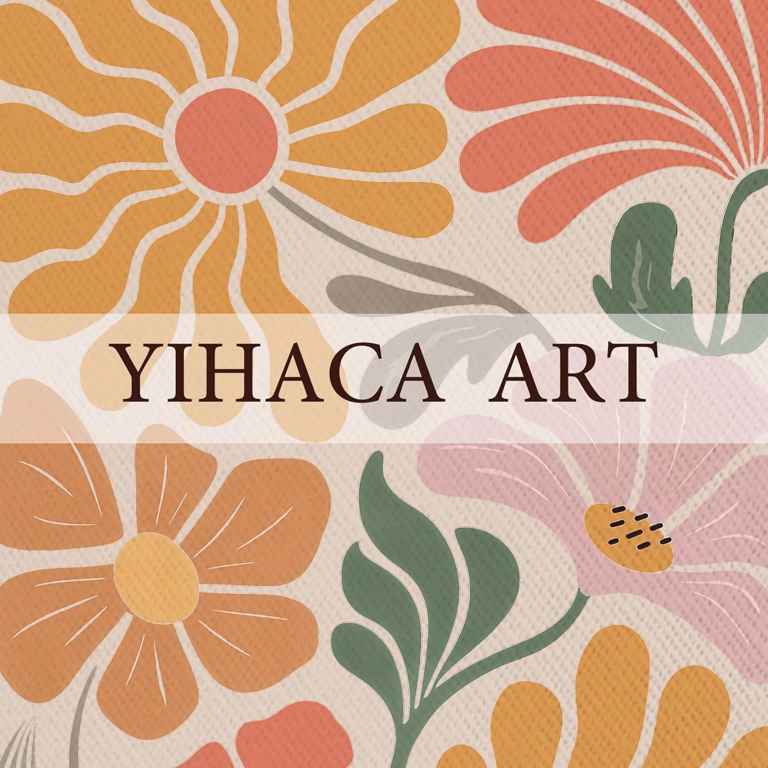 Yihaca Boho Flower Canvas Wall Art Abstract Floral Pictures Prints Minimalist Botanical Painting Flower Market Aesthetic Wall Decor for Living room Bedroom 12"x16" Natural Framed