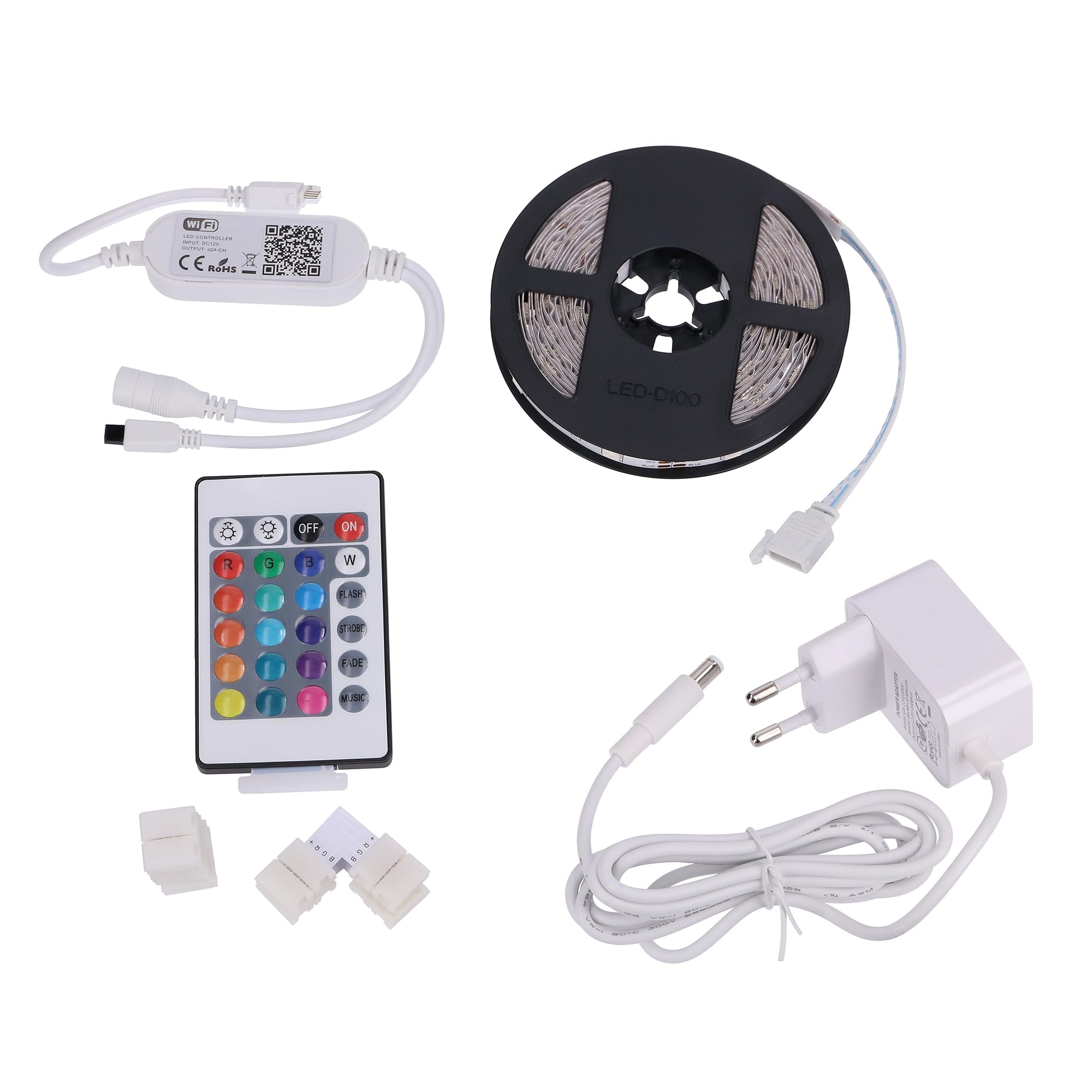FORLIGHT Tira LED RGB de 5m 12W con Control ON-Off y protección IP20 para Uso Interior