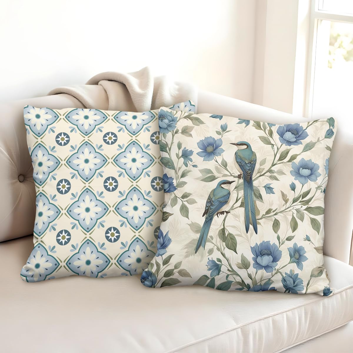 Designer Ethnic Decorative Soft Cotton Feel Premium Poly Cotton Throw Pillow Cushion Covers, Double Both, Set of 2 (Design 182, 16 x 16 Inch (Pack of 2))-image-45