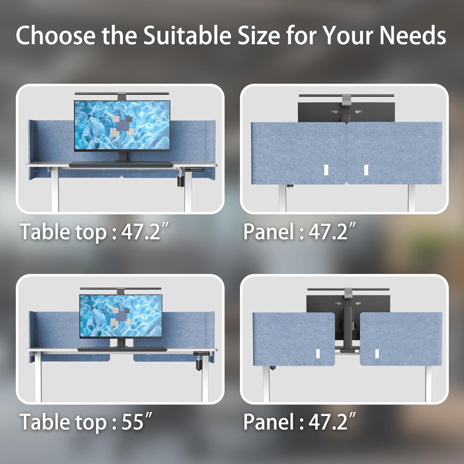 Desk Privacy Panel,2PCS L-Shaped Clamp-On Office Desk Divider,2-in-1 Adjustable Acoustic Desktop Partition Or Under Desk Modesty Panel,for Office,Home,Felt(Blue, 47.2" x 17.7")