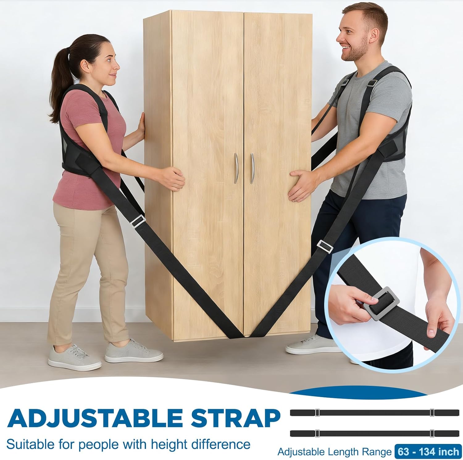 NOCOEX Moving Straps 2-Person for Lifting - Shoulder Lifting and Moving System with Back Support for Movers Easily & Safely Carry Furniture Appliance Mattresses Heavy Object Up to 880 lbs Like a Pro