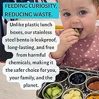 Vista 4 de Caja Bento reutilizable de acero inoxidable: 6 recipientes de 1.7 fl oz incluidos Sin plástico Apto para lavavajillas Sin derrames, a prueba