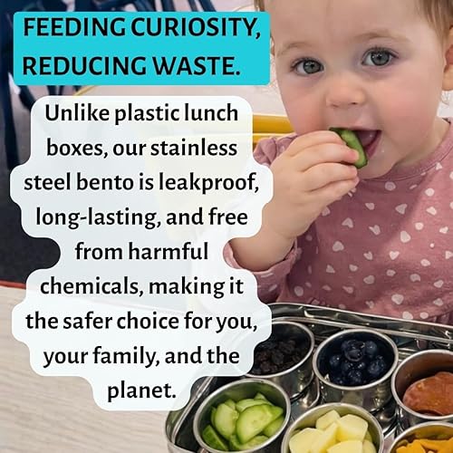 Miniatura 4 de Caja Bento reutilizable de acero inoxidable: 6 recipientes de 1.7 fl oz incluidos Sin plástico Apto para lavavajillas Sin derrames, a prueba