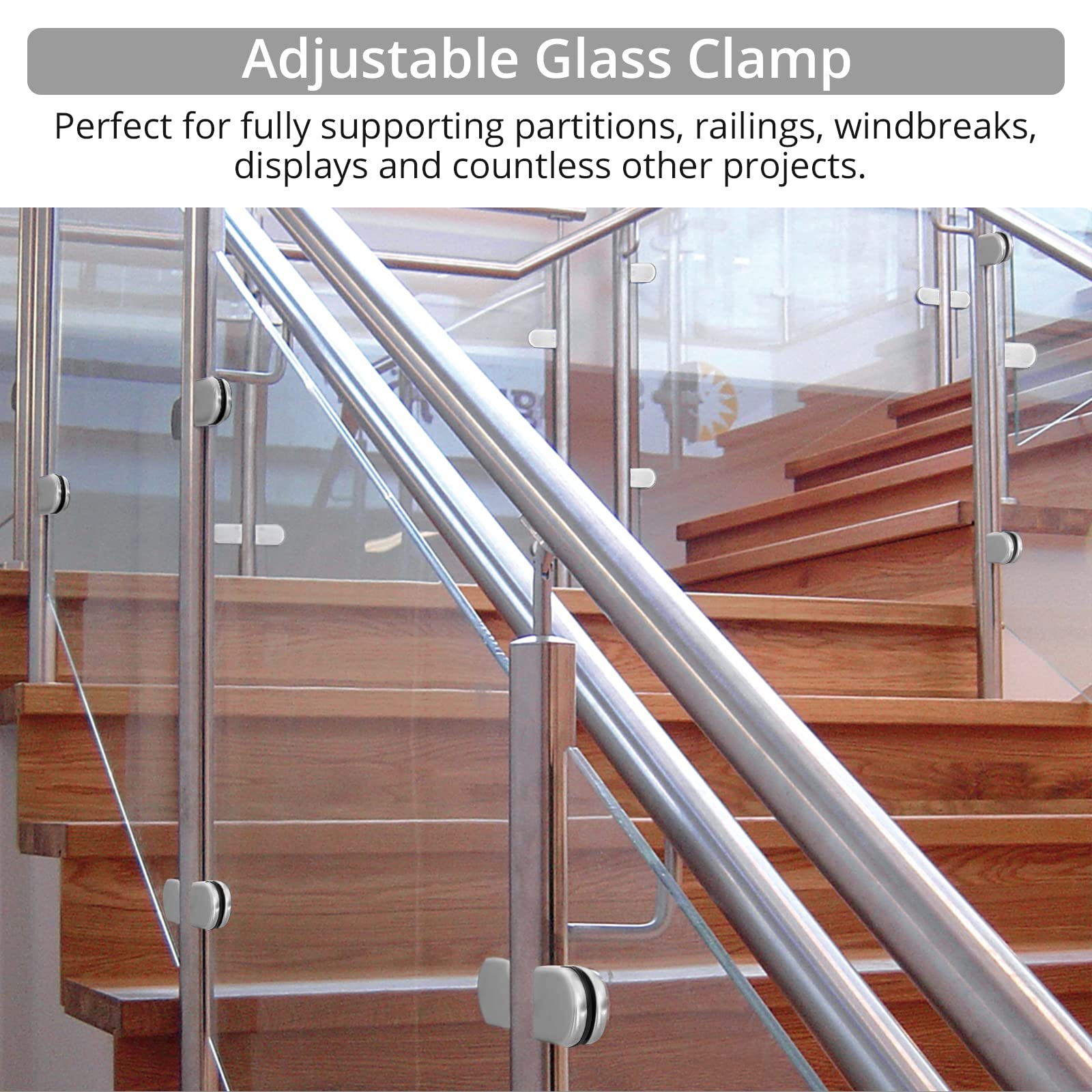 Proster Glasklemmen 16 STKS 9-10mm Glazen Klemmen Verstelbare Glazen Beugel Platte Terug Voor Leuning Balustrade Trap