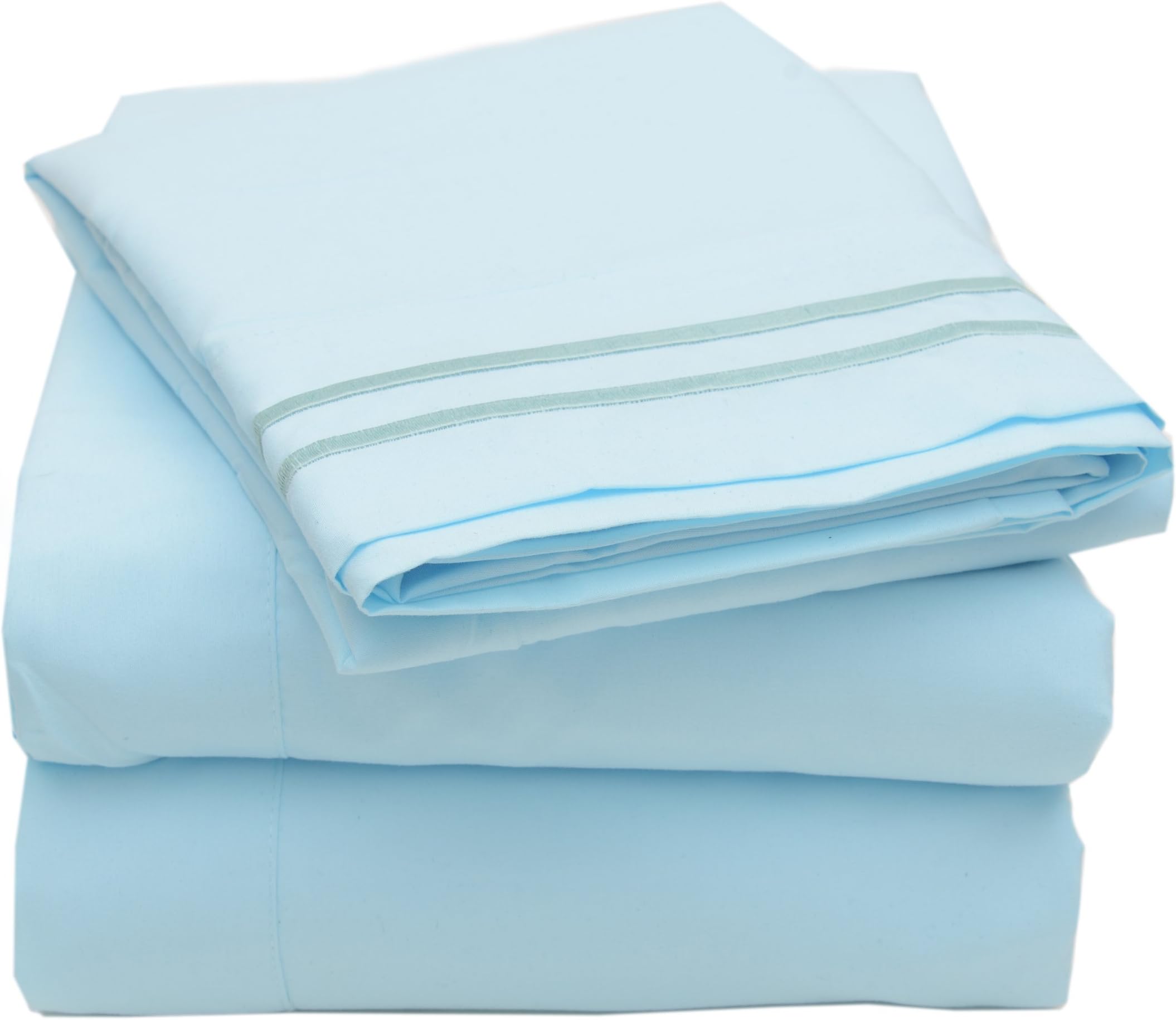 2000 Collection 4pc Bed Sheet Set Egyptian Quality Deep Pocket, 12 Colors - King, Light Blue
