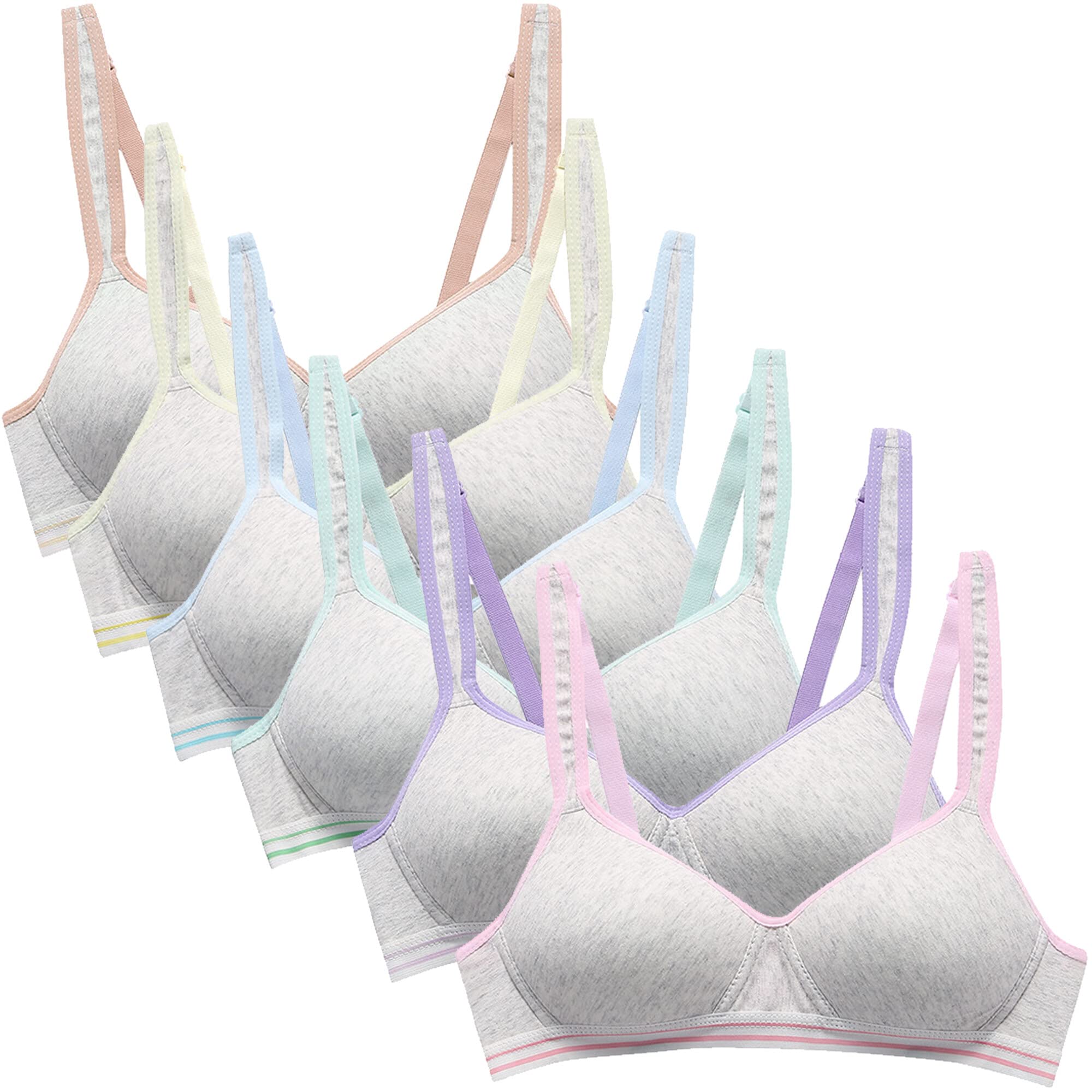 Preteen Bras 6 Pack Girls Padded Training Bras Crop Cami