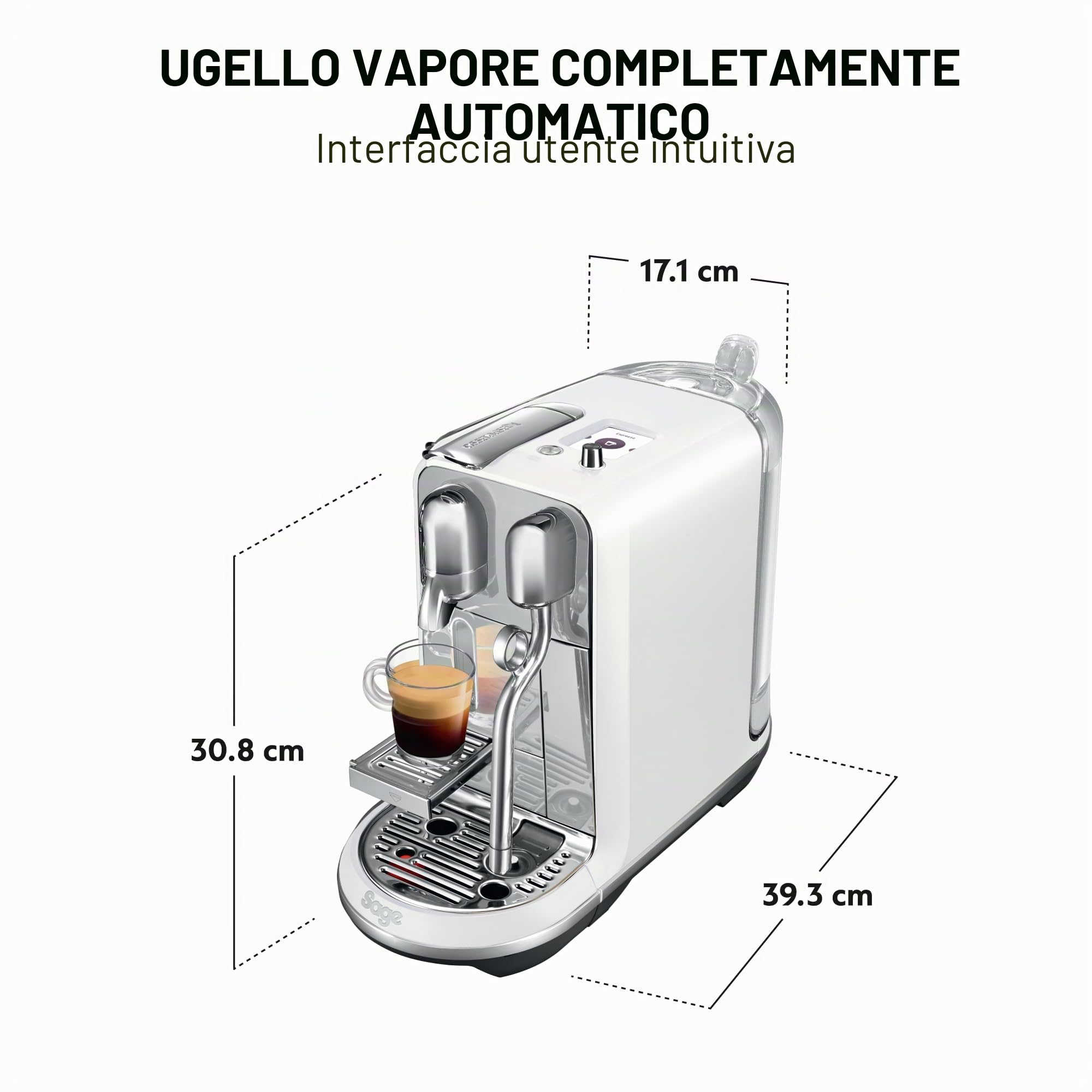 Sage Appliances SNE800BSS4EGE1 Macchina per espresso The Creatista Plus Con display TFT bianco perla