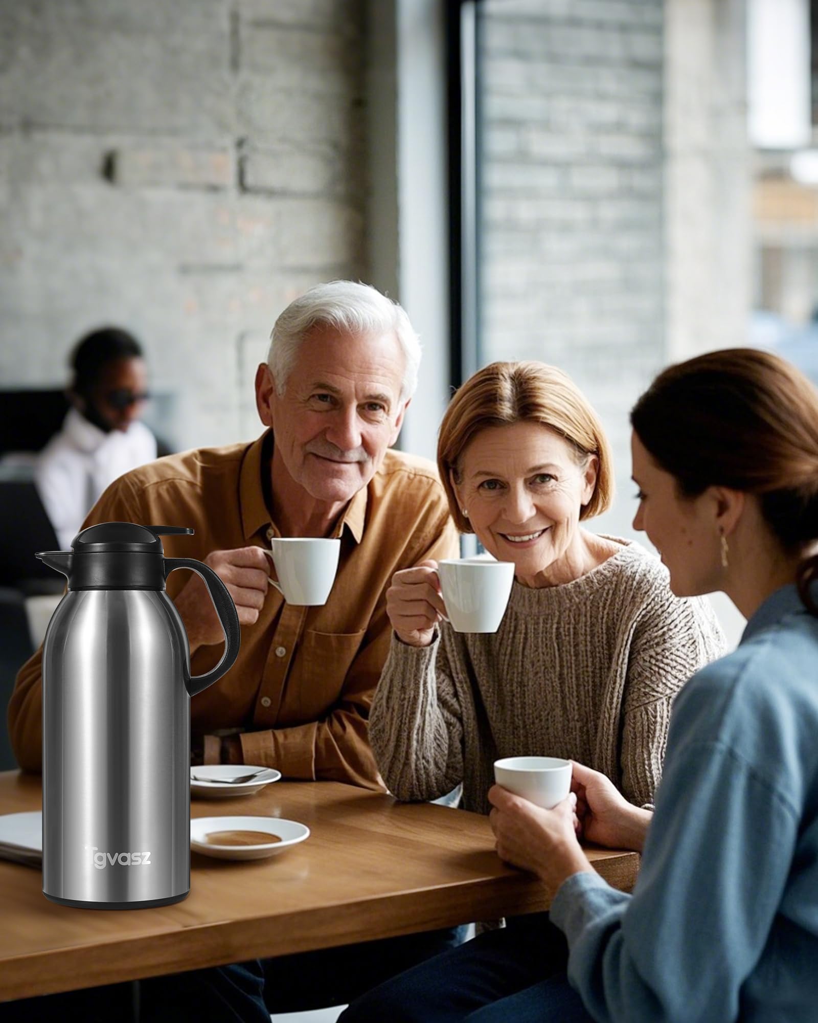 Jarra térmica de café de 104 onzas / 3 L, hasta 24 horas de calor, jarra de acero inoxidable aislada para líquidos calientes, jarras de café para mantener el calor para fiestas, jarra de té grande