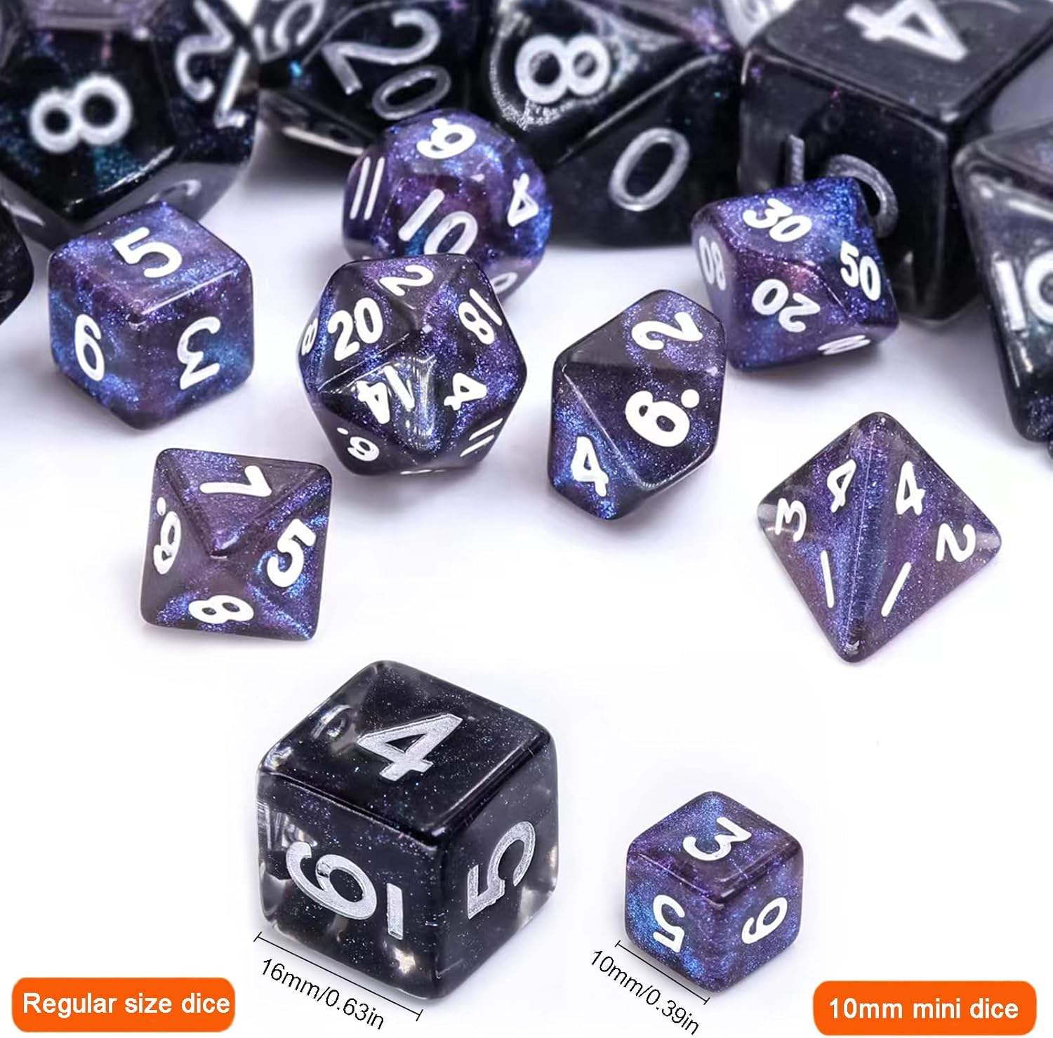10 Sets Random Assortment Polyhedral RPG Mini Dice (70pcs),Surprise Mystery Mini Dice Set,10mm Mini DND Magic The Gathering Dice Set for MTG,RPG,D&D Dungeons and Dragons Role Playing Game
