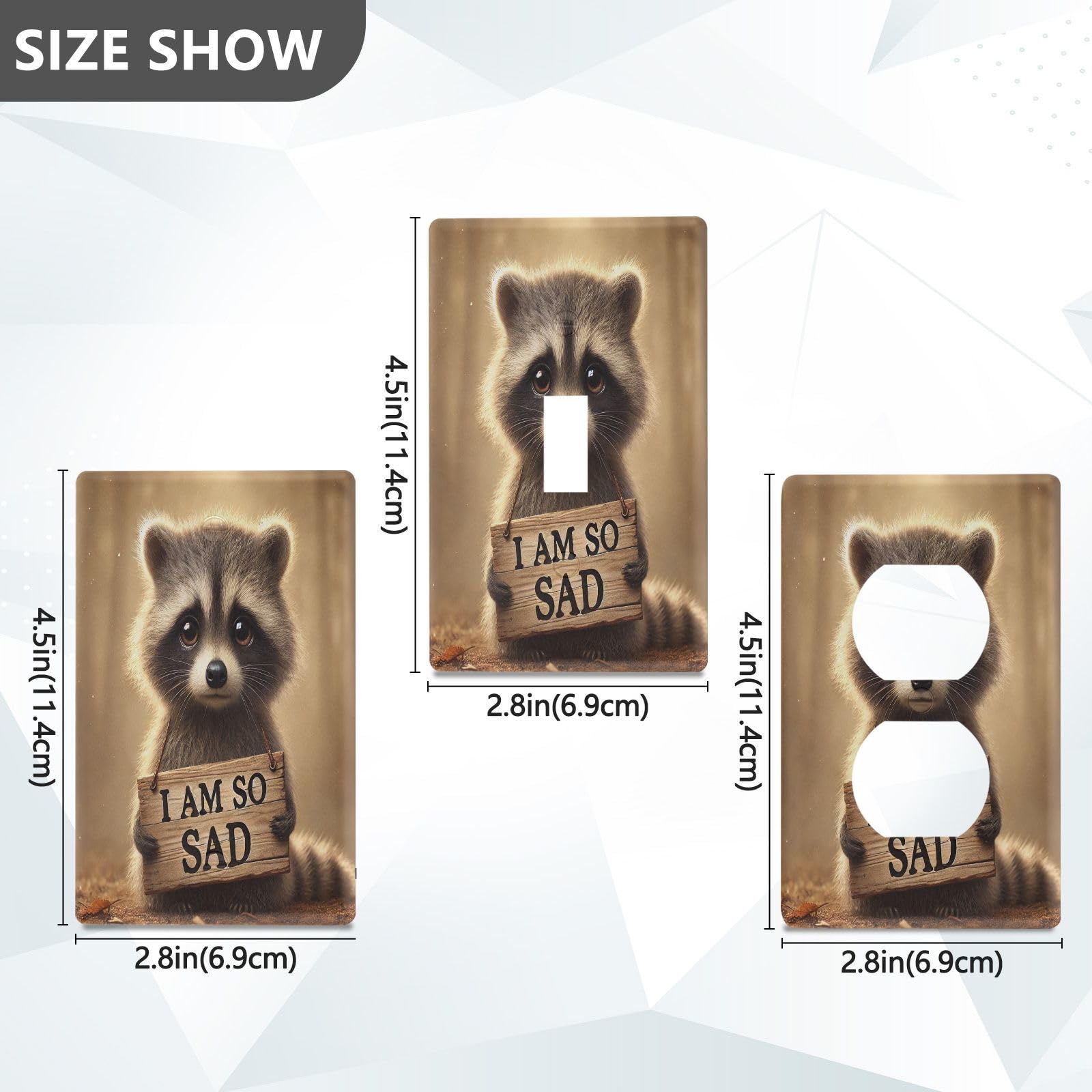 Raccoon Sadness Light Switch Cover Decorative Receptacle Outlet Wall Plate Guard Plastic Wall Outlet Cover for Home Decor Room Bedroom Bathroom (Unused Outlet Cover)